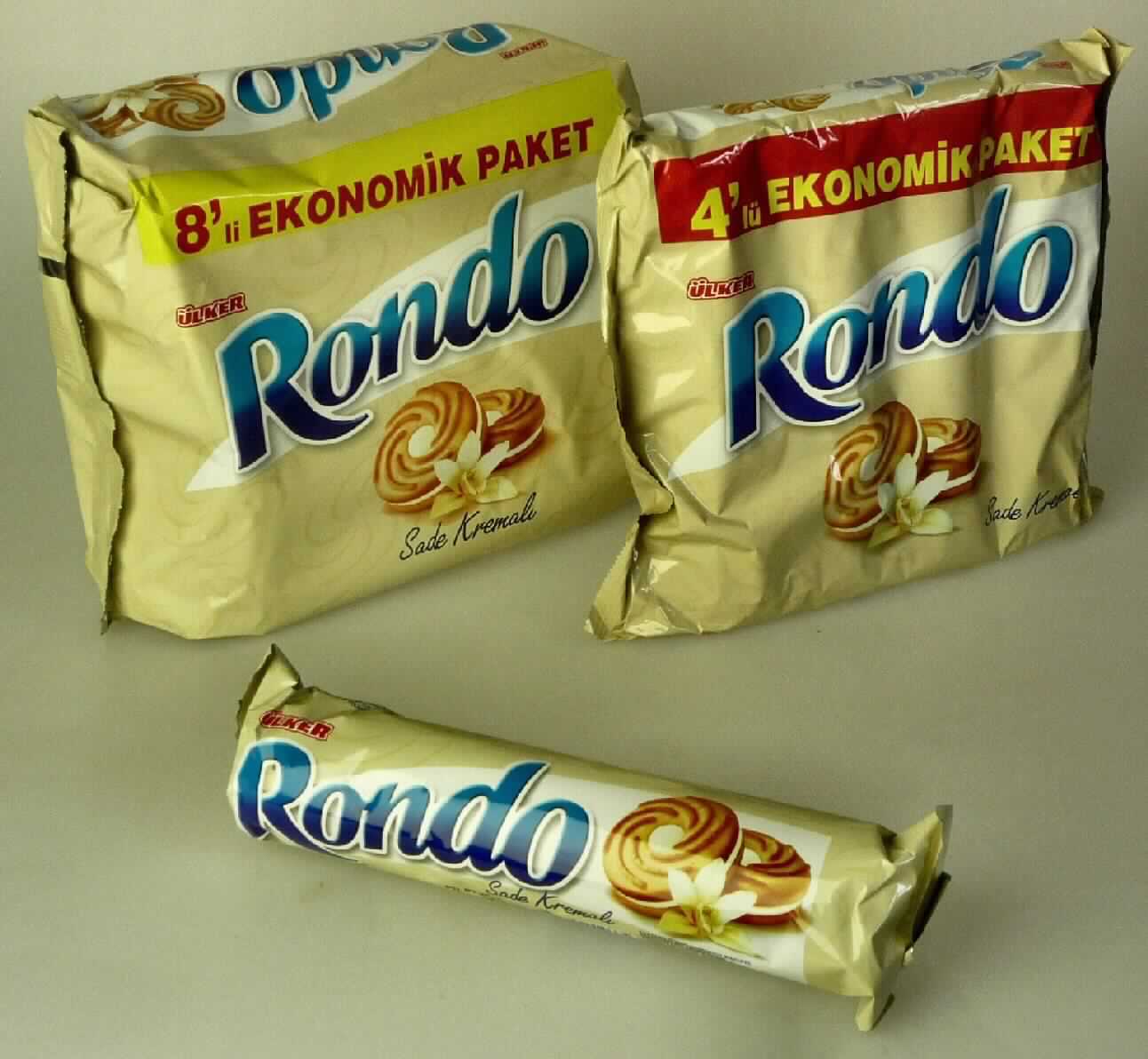 Doppelkekse mit Vanille-Cremefüllung

Antragsangaben:
126-3 Ülker Rondo Doppelkekse mit Cremefüllung 300 g
126-4 Ülker Rondo Doppelkekse mit Cremefüllung 600 g
126-6 Ülker Rondo Doppelkekse mit Cremefüllung 75 g

Alle drei Artikel haben die gleiche Rezeptur und Geschmacksrichtung. Nur die Verpackungsgröße ist 
unterschiedlich.

Milchfett 0,01 - 0,03 %
Milchprotein 0,4 - 0,5 %
Stärke/Glucose 37 -39 %
Zucker 26 - 28 %

Beschreibung der vorgelegten Warenprobe:
Bunt bedruckte Kunststoffschlauchfolienbeutel mit Angaben zum Produkt (Doppelkeks mit Cremefüllung) und 
zu den Zutaten (Weizenmehl, 25 % Creme (Zucker, pflanzliches Fett, Maisstärke, Milchpulver, Aroma, Emul-
gator), pflanzliches Fett, Zucker, Fructosesirup, Glucosesirup, Salz, Molkenpulver, Milchpulver, Backtriebmit-
tel, künstliches Aroma); darin runde, hellbraune, spiralförmig gemusterte Doppelkekse (Durchmesser ca. 4 cm) 
mit einer weißen Cremefüllung; Geschmack nach Mürbegebäck und Vanillefettcreme, süß. 

Wassergehalt im Keksanteil*: 12 GHT oder weniger
Fettgehalt im Keksanteil*: 35 GHT oder weniger 
Stärke/Glucose**: 25 bis weniger als 50 GHT
Saccharose/Invertzucker/Isoglucose***: 5 bis weniger als 30 GHT
Milchfett****: weniger als 1,5 GHT
Milchprotein****: weniger als 2,5 GHT

*: abgeleitet aus den Antragsangaben
**: festgestellt gemäß VO (EG) 900/2008, VO (EU) 118/2010 
***: festgestellt gemäß VO (EG) 900/2008
****: Antragsangaben

Backware, Kekse gesüßt, ohne kakaohaltigen Überzug, mit einem Gehalt an Milchfett von weniger als 8 GHT, 
Doppelkekse mit Füllung