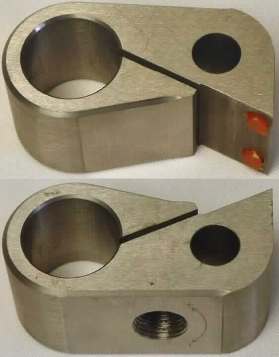Sog. Schwing Block, Art.-Nr. 3A1000/E48, bestehend aus einer spezifisch geformten, massiven Vorrichtung aus Metall mit Abmessungen (L x B x H) von ca. 56,5 x 24,8 x max. 28,5 mm, mit einer runden Buchsenaufnahme (Durchmesser ca. 19,6 mm), einem ca. 17,5 mm langen Schlitz, in welchen eine spezielle Buchsensicherung (Art.-Nr. 3A1000/E41, nicht Gegenstand dieser Auskunft) eingeschoben wird, einer weiteren runden Bohrung (Durchmesser ca. 9,75 mm) sowie zwei eingepressten sog. Anschlägen Bremseinheit (Art.-Nr. 3A1000/E42) in Form von orangefarbenen, zylindrischen, nicht hohlen, jeweils ca. 5,5 mm langen Abschnitts aus Kunststoff (Durchmesser ca. 4 mm).
Äußere Form: siehe Abbildung in der Anlage.
Der Schwing Block wird in das künstliche Kniegelenk KNIEGEN.air (Art.-Nr. 3A1000, ebenfalls nicht Gegenstand dieser Auskunft) mit pneumatischer Schwungphasensteuerung eingebaut.

Die Ware, welche in einer Kunststofftüte verpackt ist, wird als "Teil, erkennbar hauptsächlich für ein künstliches Körperteil in Form eines künstlichen Gelenks für Menschen (pneumatisches Bremskniegelenk einer Beinprothese) bestimmt, nicht von den Unterpositionen (KN) 9021 2110 bis 9021 2900 erfasst" eingereiht.