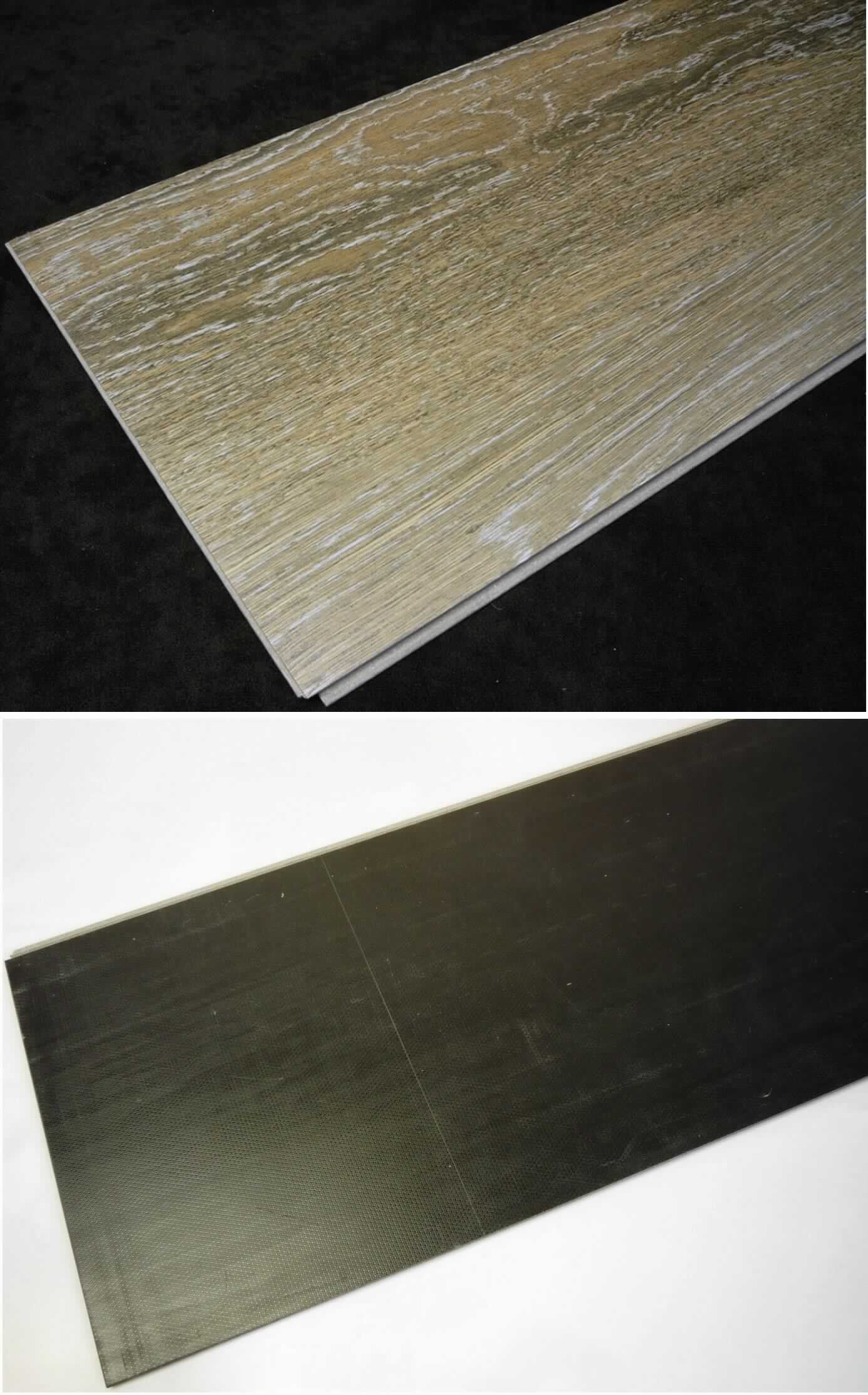 Angaben des Antragstellers:
Basic Plus 50 in drei Dekoren: Eiche natur, Walnuss und Eiche lichtgrau.
Aufbau: Transparente Polyurethan-Vergütungsschicht, transparente Vinyl-Nutzschicht, bedruckte Vinyldekorschicht, Stabilisierungsschicht und Vinyl-Trägerschicht mit Klick-Verbindung.

Untersuchungsergebnisse an einem Warenmuster:
Flexible Bodendiele aus Kunststoff mit Nut und Feder (Abmessungen: ca. 120 x 22 x 0,5 cm). Die Diele besteht aus einem grauen, zelligen, faserhaltigen Kunststoffkern mit einer schwarzen Unterseite und einer bedruckten Schauseite (siehe Abbildung).

Befund:
Es liegt ein Bodenbelag aus Kunststoff im Sinne der Position 3918 vor.