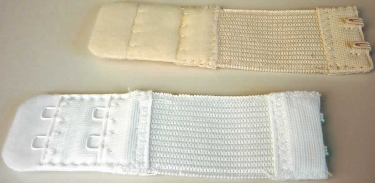 BH-Erweiterung, sog. BH-Verlängerer, Art. 1371-25, Foto siehe Anlage,
- laut Antrag in einer Blisterpackung verpackt,
- in den Abmessungen (L x B): ca. 8,5 cm x 2,5 cm,
- aus einem ca. 5,5 cm langen, ca. 2,5 cm breiten, elastischen Band aus Gewirken aus laut Antrag 62 % Polyester 
  (synthetische Chemiefasern) und 38 % Elastodien (Kautschukfäden), 
- an den Schmalseiten eingefasst:
-- an der einen Seite mit einem ca. 4 cm langen Zuschnitt aus einem dreilagigen Flächenerzeugnis,
--- mit zwei äußeren Lagen aus einfarbigen Schlingengewirken und einer Zwischenlage aus Vliesstoffen sowie
--- mit zwei aufgenähten Streifen aus einfarbigen Kettengewirken,
-- an der anderen Seite mit einem ca. 1,5 cm breiten Zuschnitt aus einfarbigen Kettengewirken,
- mit vier Ösen und zwei Haken aus unedlem Metall ausgestattet,
- durch Zusammenfügen konfektioniert,
- die Ware wird in einen fertigen Büstenhalter eingehakt, um diesen zu erweitern (stellt sich somit nicht
  als Teil eines Büstenhalters dar und wird damit nicht vom Warenkreis der Position 6212 erfasst),
- individuelles (selbstständiges) Einzelstück, das eine Ergänzung von Kleidung darstellt,
- im Hinblick auf den Umfang und die Bedeutung in Bezug auf die Verwendung bildet das elastische Gewirke das
  für die Spinnstoffermittlung maßgebende Flächenerzeugnis.

"Anderes konfektioniertes Bekleidungszubehör (BH-Erweiterung), aus kautschutierten Gewirken"