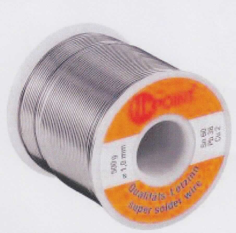 Es handelt sich um einen silbrig glänzenden Draht mit einem kreisförmigen Durchmesser von 1 mm aus unedlem Metall (Zinn-Blei-Kupfer-Legierung mit gewichtsäßig vorherrschendem Zinngehalt). Der Draht ist innen mit Flussmittel gefüllt und wird zum Löten von Metallen verwendet. Das Erzeugnis ist auf eine Kunststoffspule gewickelt.
- Antragstellerangaben -

Abbildung siehe Anlage.

Derartige Erzeugnisse gehören als "Drähte aus unedlen Metallen, mit Flussmittel gefüllt zum Löten von Metall" zum TARIC-Code 8311 3300 00.