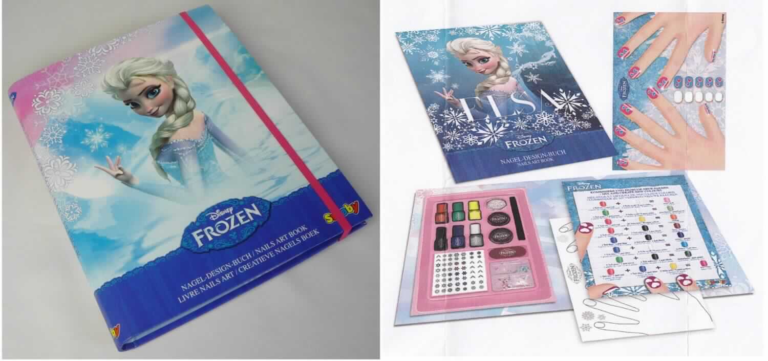 Zubereitungen für die Maniküre oder Pediküre; Nageldesign-Set für Kinder

Die Ware stellt sich dar als ein Nageldesign-Set für Kinder, verpackt in einer bunt bedruckten Papphülle in Form eines stilisierten Buches. Dieses enthält eine rosafarbene Tiefziehschale mit Mulden für die Mittel zur Maniküre mit einer Abdeckung aus durchsichtigem Kunststoff. Des Weiteren ist ein einfaches Vorlagenbuch zum Skizzieren von Nageldesigns beigefügt. Es liegt eine Warenzusammenstellung in Aufmachung für den Einzelverkauf vor, die aus folgenden Bestandteilen besteht:
- sechs Flaschen Nagellack (deklarierter Inhalt 5,5 g; Farben: rot, grün, gelb, schwarz, blau, weiß)
- drei Dosen Glitzerpartikel (deklarierter Inhalt 5,5 g)
- verschiedene Strasssteinchen 
- drei Tattoo Stifte (3 x 0,5 g)
- 48 Aufkleber für Fingernägel
- ein Applikationspinsel
- eine Miniaturnagelfeile

Es handelt sich um eine Warenzusammenstellung, deren Charakter durch die Zubereitungen für die Maniküre bestimmt wird.
Die Ware ist als Zubereitungen für die Maniküre in die Position 3304 der Kombinierten Nomenklatur einzureihen.
