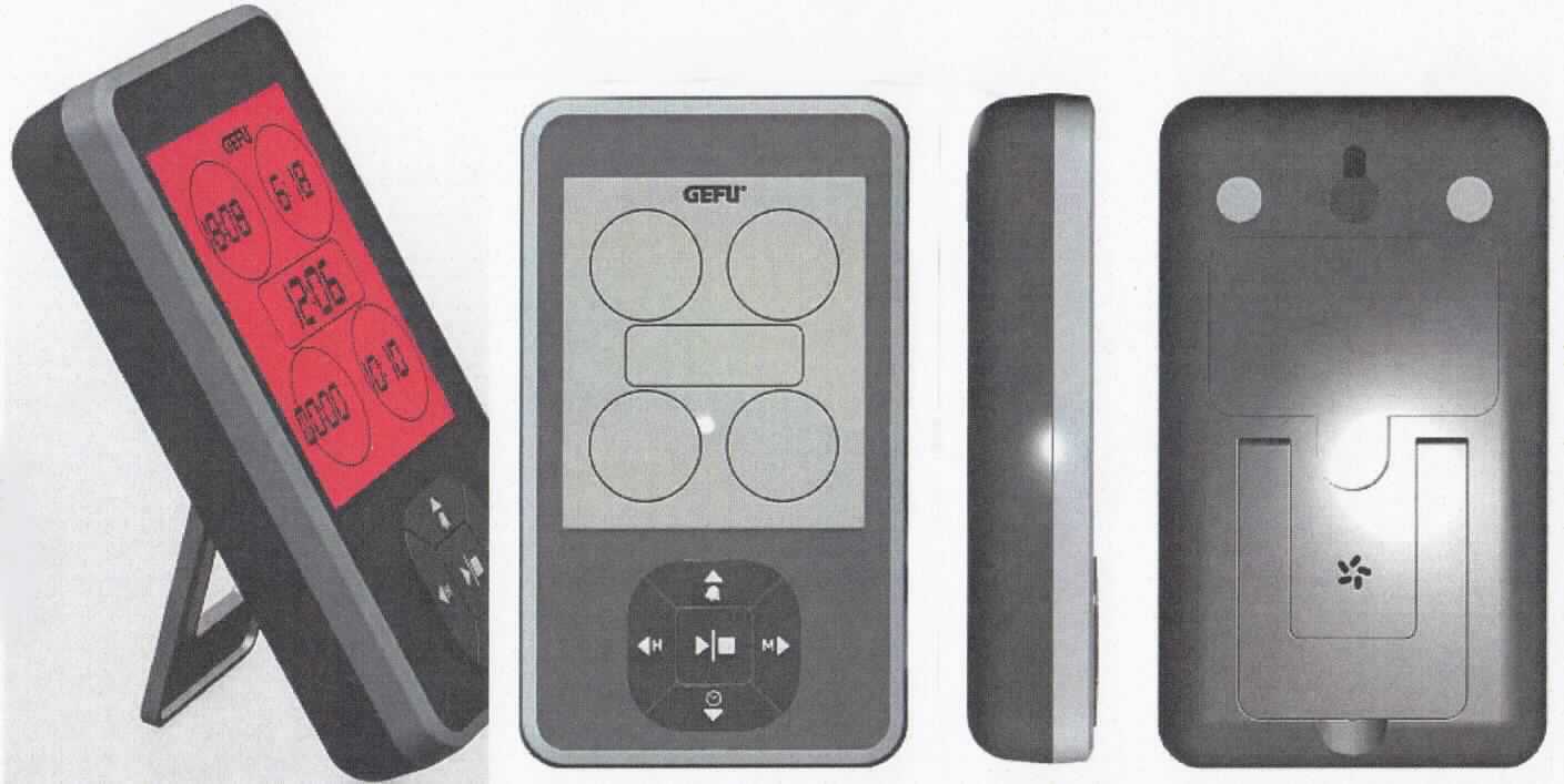 Sog. 5 - in 1 -Timer aus Kunststoff als Kurzeitmesser, s. Foto, bestehend aus einem 118 x 68 x 22 mm großen Gehäuse aus Kunststoff und Edelstahl mit batteriebetriebenem Uhrwerk, Standfuß, Saugnapf und drei Magneten zur Befestigung, einem Anzeigefeld mit LED Hintergrundbeleuchtung und entsprechenden Bedienungsvorrichtungen. Die Uhr enthält  vier unabhängig voneinander arbeitende Kurzzeitmesser sowie ein Uhrwerk zur Anzeige der Tageszeit mit Weckeinrichtung und Kalenderfunktion (zwei Funktionen). Die Angaben werden neben- und untereinander im Anzeigefeld dargestellt.
Die Uhr wird im Küchenbereich bei der Speisezubereitung verwendet.

Die mit den Funktionen Kurzzeitwecker und Uhr ausgestattete Ware, gehört in die zuletzt genannte der gleichermaßen in Betracht kommenden Positionen.
. 
Das Erzeugnis ist als "Zeitkontrollapparat mit Uhrwerk - Kurzzeitmesser" einzureihen.