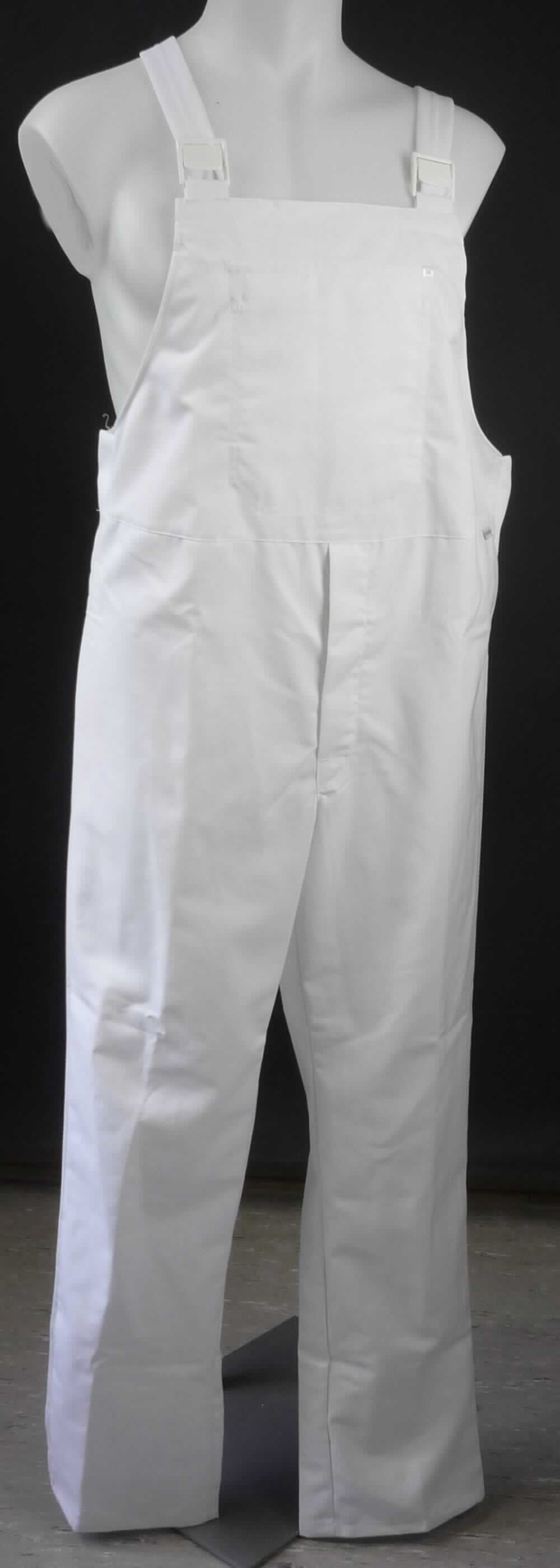 Latzhose, Größe 54, Foto siehe Anlage,
- aus ca. 0,5 mm dicken, einfarbigen, strapazierfähigen Geweben aus laut Antrag 65 % Polyester 
  (synthetische Chemiefasern) und 35 % Baumwolle, 
- mit einem Vorder- und Rückenlatz; mit längenverstellbaren Trägern aus Gewirken, mit Kunststoffschnallen,
- im Bereich der Taille seitlich mit elastischen Einsätzen aus Gewirken,
- vorn mit einer Öffnung mit Knopfverschluss und Patte von links über rechts (Männerkleidung), 
- mit einer aufgesetzten Innentasche mit Patte im Vorderlatz,
- mit knöchellangen Hosenbeinen,
- an den Beinabschlüssen durch Umschlagen und Festnähen gesäumt, 
- lässt erkennen, dass sie dazu bestimmt ist, ausschließlich oder hauptsächlich zum Schutz anderer Kleidungs-
  stücke und/oder Personen bei Ausübung einer Gewerbe-, Berufs- oder Haushaltstätigkeit getragen zu werden.

"Latzhose, aus Geweben, für Männer, aus synthetischen Chemiefasern, Arbeits- und Berufskleidung"