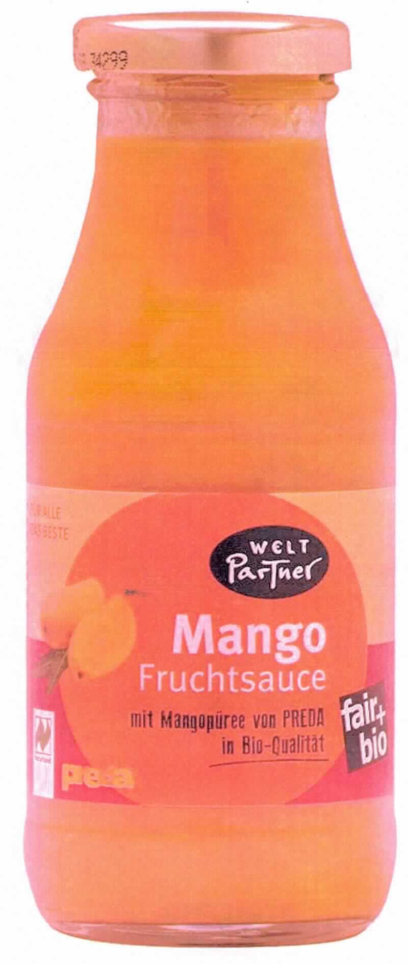 Flüssige Mangozubereitung.

Antragsangaben (als zutreffend unterstellt): Mango Fruchtsauce, bio, Naturland, 250 ml, vegan. Zutaten: Mangopüree (85 %), Rohrohrzucker, Wasser.

Etikettaufdruck, auszugsweise: "Welt Partner, Mango Fruchtsauce. Pur oder verdünnt - für Desserts, Soßen, Cocktails und die asiatische Küche. Nährwertangabe pro 100 ml: Kohlenhydrate 20,3 g" 
Alkohol (gemäß Angabe): nicht enthalten. Erzeugnisse/Fette aus Erzeugnissen der Positionen 0401 bis 0404 (gemäß Angabe): nicht enthalten. Zucker (gemäß Angabe): enthalten.

Nach ihren Beschaffenheitsmerkmalen handelt es sich bei der Ware um eine für den menschlichen Genuss geeignete und bestimmte Flüssigkeit. Verdickungsmittel oder Würzstoffe sind nicht enthalten Eine solche Ware wird durch die Position 2202 der KN erfasst.

Anderes nichtalkoholhaltiges Getränk, keine Erzeugnisse der Positionen 0401 bis 0404 und keine Fette aus Erzeugnissen der Positionen 0401 bis 0404 enthaltend, andere, Zucker enthaltend (Saccharose oder Invertzucker), andere.