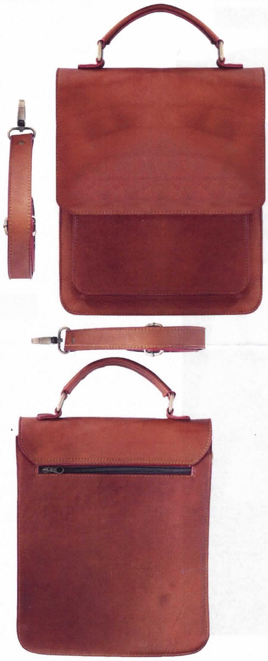 Aktentaschenähnliches Behältnis, sog. Kuriertasche aus Echtleder, Foto siehe Anlage,
ein Warenmuster wurde nicht vorgelegt, die Einreihung erfolgt anhand der Antragsangaben,
- mit einer Außenseite aus Leder,
- mit einem Handtragegriff,
- mit einem abnehmbaren, verstellbaren Schultertragegurt,
- an der Rückseite mit einem Reißverschlussfach versehen,
- Hauptfach mit einer Überschlagklappe versehen,
- innen mit einem Fach zur Aufnahme eines Laptops (mit einer Größe von bis zu 12 Zoll), einem 
  Reißverschlussfach und zwei Einsteckfächern ausgestattet,
- mit den Abmessungen von ca. 35,5 x 27,9 x 5 cm,
- handgearbeitet.

"Aktentaschenähnliches Behältnis, mit Außenseite aus Leder, handgearbeitet"