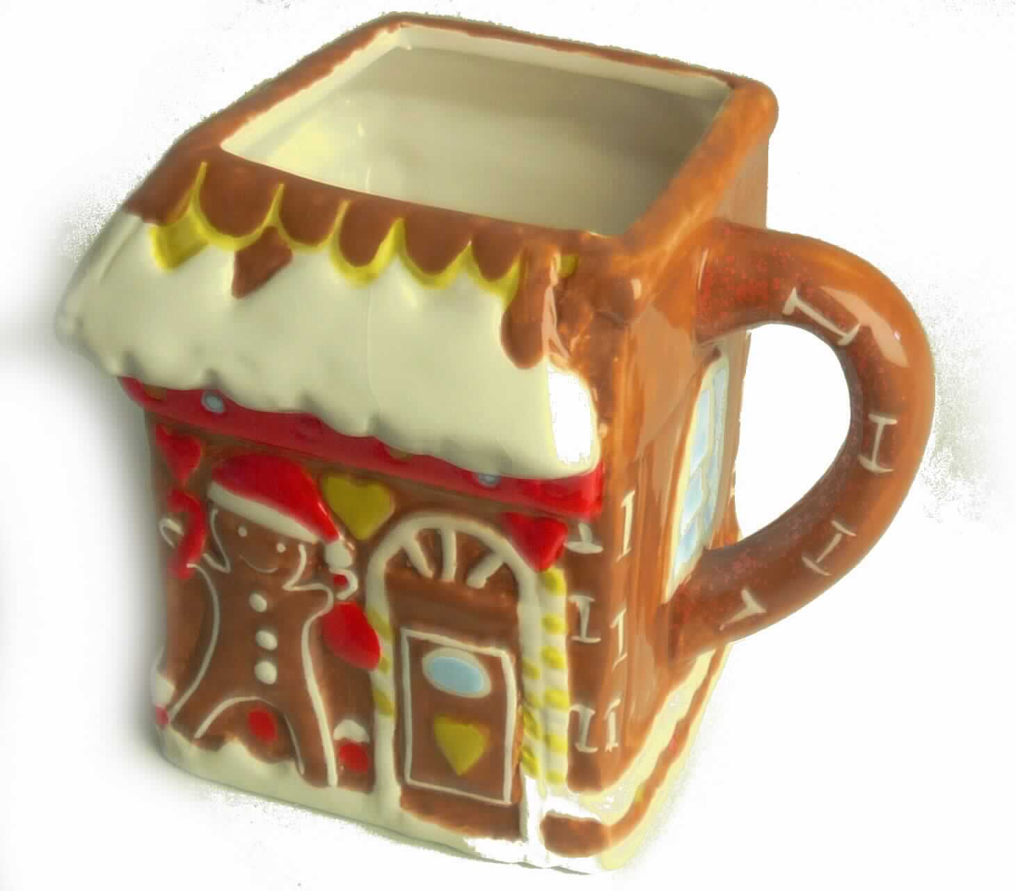 Keramischer Ziergegenstand, Foto siehe Anlage,
- glasierter, hohler Ziergegenstand in Form einer eckigen Tasse mit Lebkuchenhausmotiven,
- in den Abmessungen: ca. 9,5 cm (Höhe) x 7,5 cm (Breite) x 7,5 cm (Tiefe),
- keramisches Erzeugnis; nach der Formgebung gebrannt; tonmineralhaltiges Material enthaltend,
- - nach dem Ergebnis der wissenschaftlichen Untersuchung aus Steingut,
- laut Antrag handgearbeitet,
- der Ziercharakter übertrifft eindeutig den tatsächlichen Gebrauchswert der Ware (u. a. da aus der Tasse
  nicht problemlos getrunken werden kann und damit eine gewöhnliche Verwendung ausgeschlossen ist).

"Keramischer Ziergegenstand, aus Steingut, handgearbeitet"