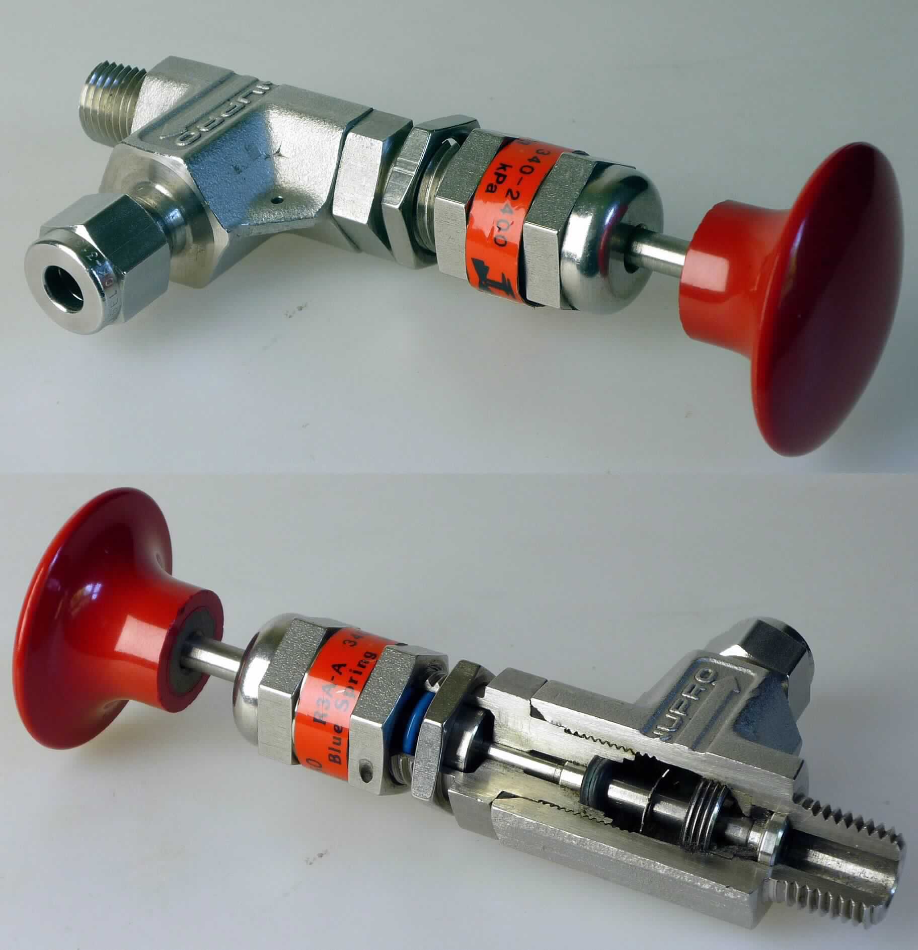 Bei denen als "proportionale Überstromventile" (Serien RL3, RL4, R3A und R4) bezeichneten Waren handelt es sich um Überdruckventile aus Edelstahl, in Form eines zylindrischen Körpers mit einem Federmechanismus aus Stahl zur Flüssigkeits- oder Gasanwendung. Sie öffnen sich allmählich mit steigendem Druck, wenn der Systemdruck den Öffnungsdruck erreicht. Sie können mit einem Griff zur manuellen Betätigung (öffnet das Ventil ohne den Öffnungsdruck zu verändern) ausgestattet sein.

Die Ware wird als "Armatur für Rohr- oder Schlauchleitungen, Überdruckventil aus Eisen oder Stahl, nicht für bestimmte Luftfahrzeuge" eingereiht.
