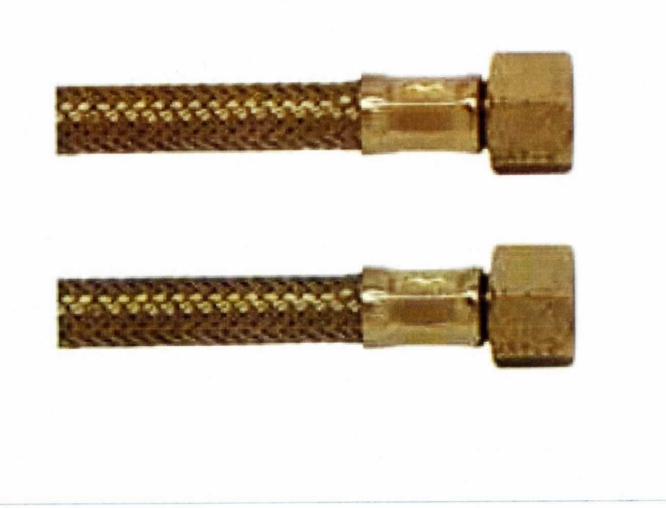 Es handelt sich um etwa 800 mm lange, flexible Schläuche aus einem Drahtgeflecht aus Stahl mit Innenschlauch aus Kunststoff. Die Erzeugnisse sind an beiden Enden jeweils mit einer Presshülse aus Stahl und einem Verbindungsstück aus einer Kupfer-Zink-Legierung mit gewichtsmäßig vorherrschendem Kupfergehalt (Messing) mit Innengewinde (3/8") ausgestattet. Sie werden als Armaturenschläuche im Sanitärbereich verwendet.
Die unedlen Metalle sind aufgrund des Umfangs und des Wertes gegenüber dem Kunststoff charakterbestimmend. Kupfer herrscht gegenüber Stahl gewichtsmäßig vor.
- Antragstellerangaben - 

Abbildung siehe Anlage.

Derartige Erzeugnisse gehören als "andere Schläuche aus unedlen Metallen (Kupfer), auch mit Verbindungsstücken" zur Codenummer 8307 9000 90 0 des Zolltarifs.