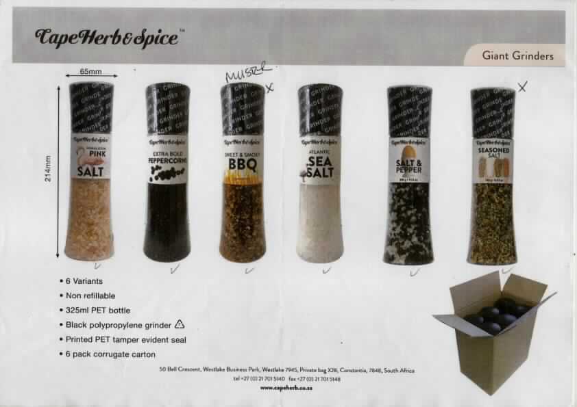 Angaben:  
Warenbezeichnung: Atlantic Sea Salt, Herkunft: Südafrika, 110g Kunststoffmühle, 100 % Meersalz.

Feststellungen:
Äußere Beschaffenheit des vorgelegten Warenmusters laut Foto: gefüllte, annähernd zylindrische, durchsichtige Einwegsalzmühle aus PET mit aufgesetztem schwarzen Kunststoffmahlwerk.

Die Angaben der Antragstellerin werden als zutreffend unterstellt.

Befund:
Als charakterbestimmender Bestandteil der Ware wird das Salzgranulat angesehen (AV 3b). Danach handelt es sich bei dem Produkt um ein Salz der Position 2501 des Zolltarifs.

Hinweis: Die Ware wurde hinsichtlich der Einreihung in den Zolltarif begutachtet. Der Befund entbindet nicht von der Verpflichtung, bei der Einfuhr die lebensmittelrechtlichen und sonstigen die Verkehrsfähigkeit der Ware betreffenden Bestimmungen zu beachten.
