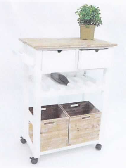 Sog. Servierwagen Nordic aus Holz auf Rollen, Art. 31154.
Es handelt sich um ein Holzmöbel, bestehend aus einem Gestell aus Holz mit Griff und 4 Rollen - Maße: 87 x 69 cm (H x B).
Der Wagen verfügt über einen Fachboden, auf den zwei Boxen gestellt sind. Darüber befindet sich eine Ablage für sechs Flaschen. Außerdem ist die Ware mit zwei Schubladen und einer Arbeitsplatte ausgestattet.

Das Erzeugnis ist als "Holzmöbel, von der in der Küche verwendeten Art, kein Einbauküchenelement, nicht handgearbeitet" einzureihen.