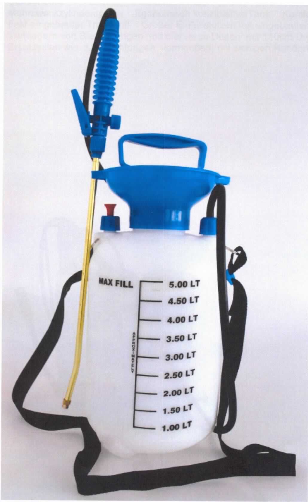 Sog. Drucksprühgerät
- aus einem Flüssigkeitsbehälter aus Kunststoff (Fassungsvermögen ca. 5 l) mit handbetätigter Kolbenmechanik, 
  Ventilsystem im Behälter zum Aufbau des Spritzdrucks, elastischem Medien-Schlauch mit Messing-Sprührohr 
  und Sprühdüse, Trageriemen und Kunststoff-Griff (Abbildung siehe Anlage),
- zum Verspritzen von Flüssigkeiten in der Landwirtschaft oder im Gartenbau.

"Mechanischer Apparat zum Verspritzen von Flüssigkeiten, keine Ware der Codenummern 8424 1000 10 0 bis 8424 
8110 00 0, tragbar - sog. Drucksprühgerät"