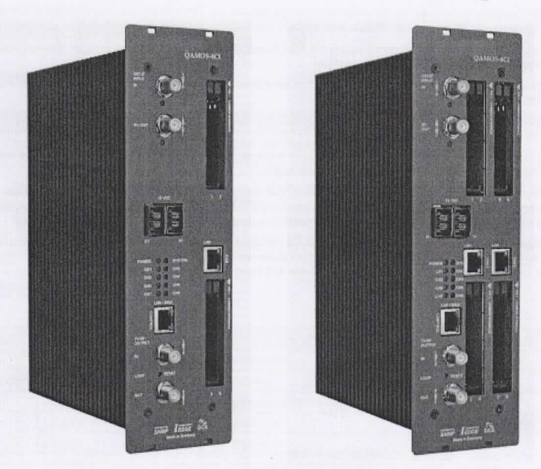 Fernsehsender/-empfänger QAMOS-4CI-MEDIA
- aus acht DVB-S Tunern mit QPSK/8PSK-Demodulatoren, TS-Prozessor und QAM-Modulator mit 
  Ausgangsumsetzer in einem Einbaugehäuse (Abmessungen: 76 x 262 x 167 mm) mit CI-Schächten,
  ZF-Eingängen und HF-Ausgängen,
- zum Empfangen von QPSK/8PSK-modulierten Fernsehsignalen (950 - 2150 MHz), deren 
  Umwandlung  in ein QAM-moduliertes Fernsehsignal und zum Senden dieses Fernsehsignals (45 - 
  862 MHz) in Kabelnetzen nach Einbau in eine Kopfstation,
- zusammen mit Beipack (Kabel, Abschlusswiderstände, Hutschienen-Clip, Montagematerial) in einer 
  gemeinsamen Verkaufsumschließung.
Der Fernsehsender/-empfänger bestimmt den Charakter des Ganzen.

"Sendegerät für das Fernsehen, mit eingebautem Empfangsgerät (in Warenzusammenstellung mit nicht charakterbestimmendem Beipack)"