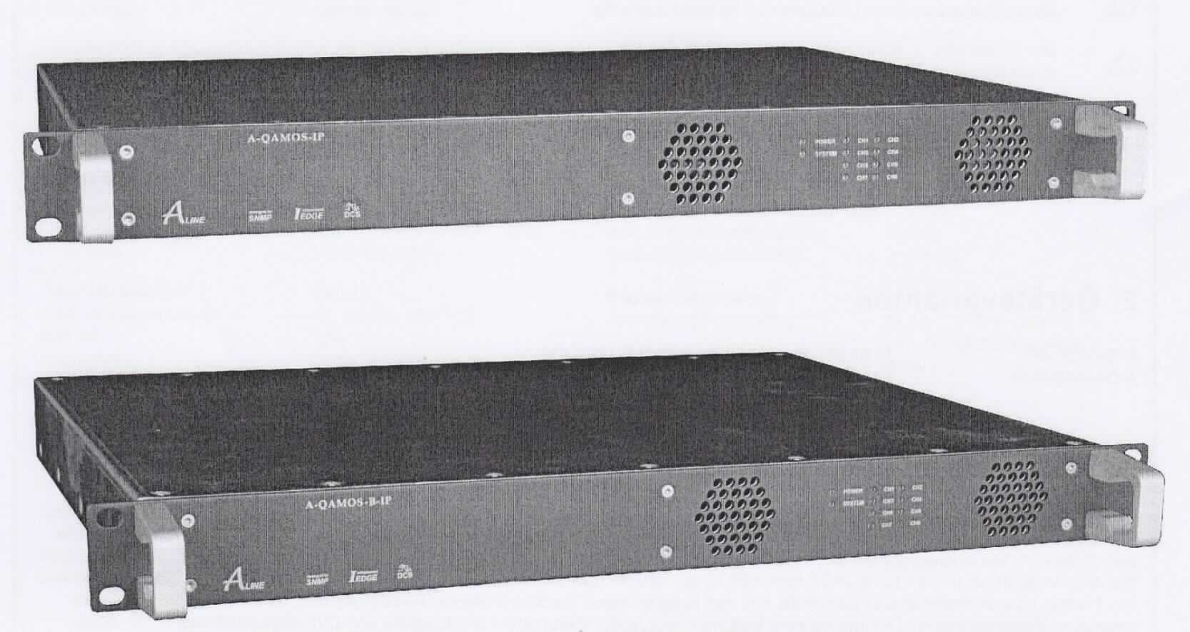 Fernsehsender/-empfänger A-QAMOS-IP/-B-IP
- aus Ethernet-Controllern, Audio-/Videosignalelektronik und QAM-Modulator mit Ausgangsumsetzer in 
  einem Einbaugehäuse (Abmessungen: 448 x 44 x 350 mm) mit Ethernet-Schnittstellen, ASI-Eingang 
  und HF-Ausgang,
- zum Empfangen von digitalisierten Bild- und Tonsignalen (Fernsehsignale) in Form eines MPEG-
  Transportstroms, deren Umwandlung in ein QAM-moduliertes Fernsehsignal und zum Senden dieses 
  Fernsehsignals (45 - 862 MHz) nach Einbau in eine Kopfstation,
- zusammen mit Beipack (Kabel, Abschlusswiderstand, Montagematerial) in einer gemeinsamen 
  Verkaufsumschließung.
Der Fernsehsender/-empfänger bestimmt den Charakter des Ganzen.

"Sendegerät für das Fernsehen, mit eingebautem Empfangsgerät (in Warenzusammenstellung mit nicht charakterbestimmendem Beipack)"