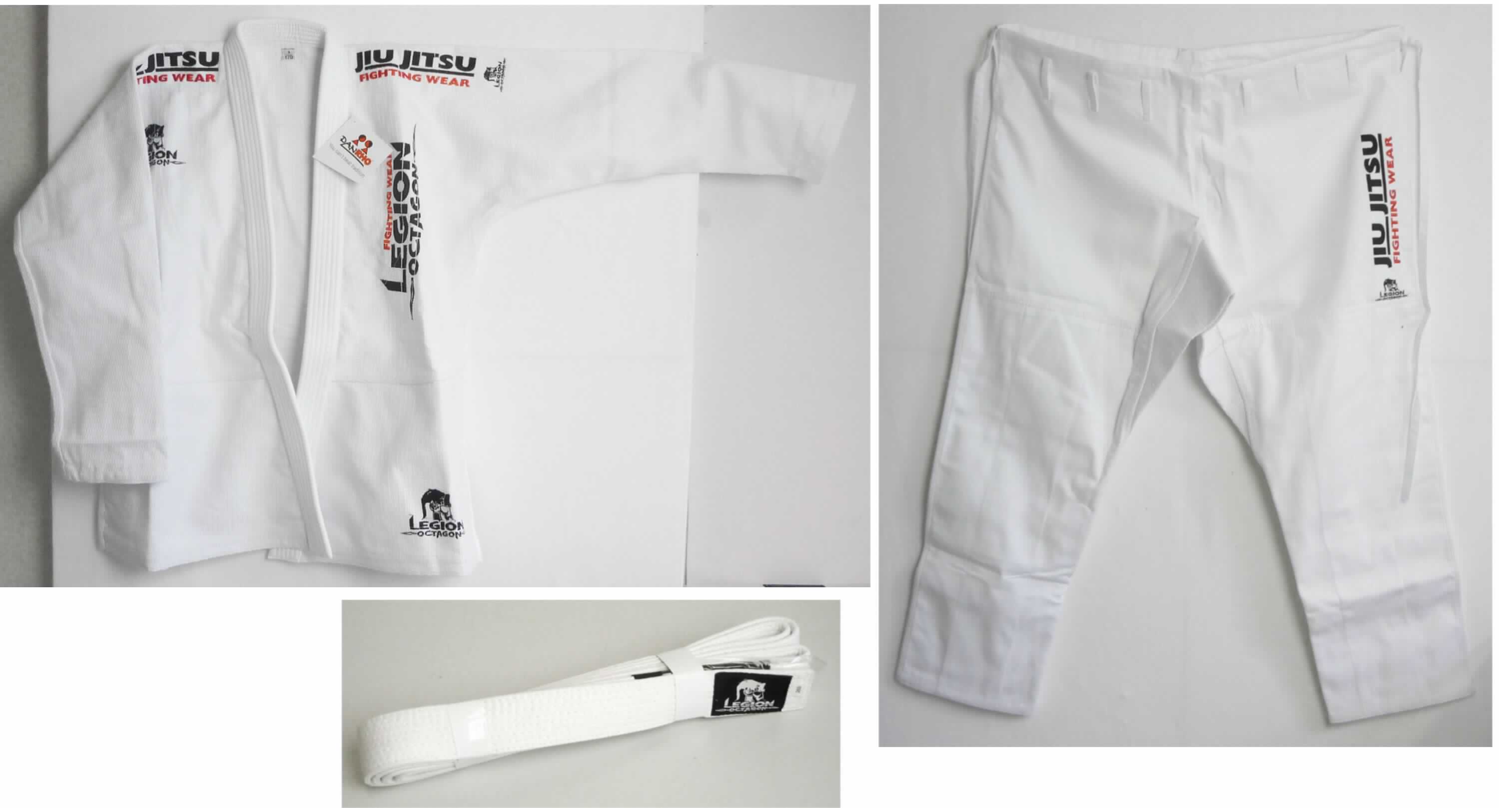 Kampfsportjacke, lange Hose und Bindegürtel, sog. BJJ Legion Octagon Suit, Art. 1345, Größe 3/170 (~ M/L), Foto siehe Anlage,
- Jacke, Hose und Bindegürtel sind in einem Polybeutel verpackt,
- dreiteilige Zusammenstellung; Oberteil und Hose bestehen aus unterschiedlichen, einfarbigen Geweben aus laut 
  Antrag 100 % Baumwolle und sind damit nicht aus ein und demselben Flächenerzeugnis hergestellt, somit keine 
  Kombination,
- aufgrund der fehlenden verengenden Ärmelabschlüsse des Oberteils kein Trainingsanzug der Position 6211,
- getrennte Einreihung aller Bestandteile, da die Kleidungsstücke (Jacke und lange Hose) nicht zusammen in eine 
  (Unter-)Position eingereiht werden können,
- lange Hose:
-- aus ca. 0,5 mm dicken Geweben,
-- die Rückseite der Hosenbeine sind unterhalb des Gesäßbereichs mit einem zusätzlichen Gewebe unterlegt,
-- in der Taille abschließend; mit einem Tunnelzug und hinten angenähten Gürtelschlaufen,
-- ohne Öffnung und ohne Verschluss; ohne Hinweise auf den Trägerkreis (unisex),
-- mit erweiterndem Einsatz aus dem Gewebe der Jacke im Bereich des Schritts,
-- auf der Rückseite mit großflächigen, aufgestickten Logos versehen,
-- mit knöchellangen Hosenbeinen, 
-- an den Beinabschlüssen durch Umschlagen und Festnähen gesäumt,
-- keine Arbeits- und Berufskleidung.

"Lange Hose, aus Geweben, für Frauen, aus Baumwolle, andere als in den Unterpositionen 6204 6211 bis 
 6204 6233 genannte, nicht nach dem Batik-Verfahren handbedruckt"