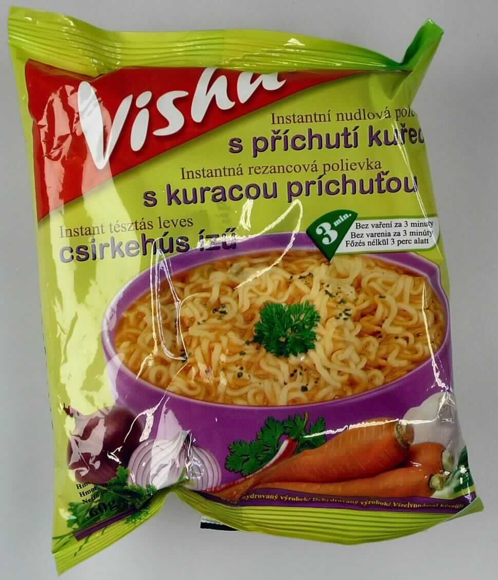 Instant Nudelsuppe

Antragsangaben: Instant Nudelsuppe, Huhngeschmack (VISHU Instant Noodle Soup Artificial Chicken Flavour)

Beschreibung des vorgelegten Warenmusters:
Gelbe, dünne (Durchmesser ca. 2 mm), gewellte, krosse, fettig-geröstet schmeckende Fadennudeln in Form eines rechteckigen Knäuels von ca. 9 x 9 x 2,5 cm. Beiliegend ein verschweißter Folienbeutel mit hellgelbem, klarem Öl und ein Tütchen (Aufdruck: Soup powder) mit einem, hellbraunen, kristallinen Suppenpulver mit kleinen, getrockneten Gemüsestückchen. Die genannten Bestandteile sind gemeinsam originalverpackt in einem gelben, verschweißten Folienbeutel mit Angaben zum Inhalt "Instant Noodles Soup - Artificial Chicken Flavour -  60 g", zu den Zutaten (siehe Feld 8) und zur Zubereitungsdauer (3 Min.). Es liegt eine Warenzusammenstellung in Aufmachung für den Einzelverkauf vor, die zur Herstellung einer Nudelsuppe vorgesehen ist. Der Charakter wird durch die Nudeln bestimmt, da diese den größten Teil der Ware ausmachen.

Teigware, durch Frittieren zubereitet, nicht getrocknet