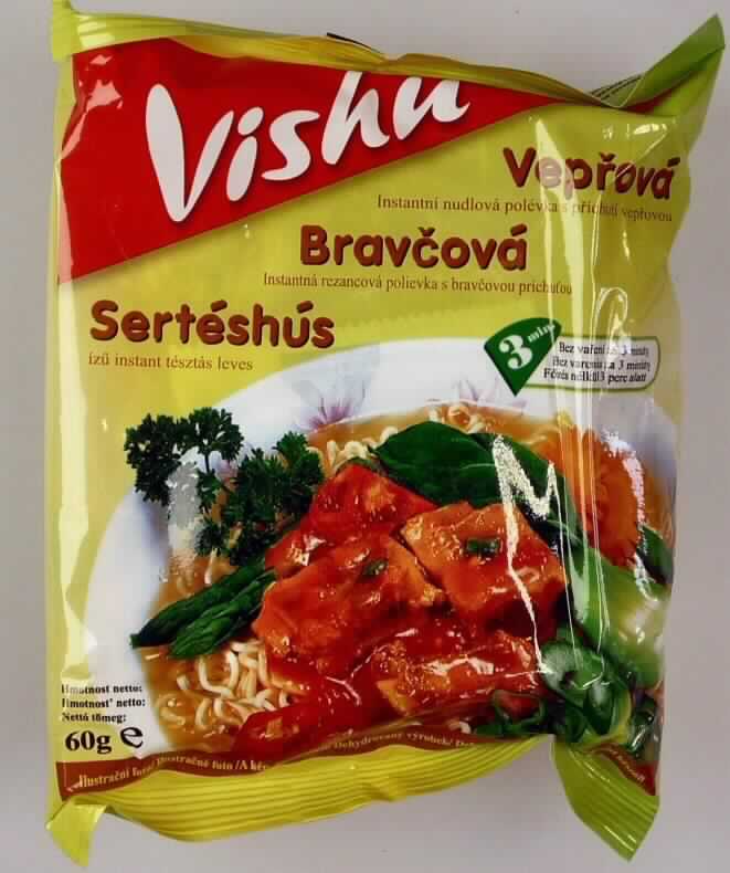 Instant Nudelsuppe

Antragsangaben: Instant Nudelsuppe, Schweinfleischgeschmack (VISHU Instant Noodle Soup Artificial Pork Flavour)

Beschreibung des vorgelegten Warenmusters:
Gelbe, dünne (Durchmesser ca. 2 mm), gewellte, krosse, fettig-geröstet schmeckende Fadennudeln in Form eines rechteckigen Knäuels von ca. 9 x 9 x 2,5 cm. Beiliegend ein verschweißter Folienbeutel mit hellgelbem, klarem Öl und ein Tütchen (Aufdruck: Soup powder) mit einem hellbraunen, kristallinen Suppenpulver mit kleinen, getrockneten Gemüsestückchen. Die genannten Bestandteile sind gemeinsam originalverpackt in einem gelben, verschweißten Folienbeutel mit Angaben zum Inhalt "Instant Noodles Soup - Artificial Pork Flavour -  60 g", zu den Zutaten (siehe Feld 8) und zur Zubereitungsdauer (3 Min.). Es liegt eine Warenzusammenstellung in Aufmachung für den Einzelverkauf vor, die zur Herstellung einer Nudelsuppe vorgesehen ist. Der Charakter wird durch die Nudeln bestimmt, da diese den größten Teil der Ware ausmachen.

Teigware, durch Frittieren zubereitet, nicht getrocknet