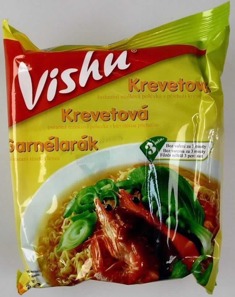 Instant Nudelsuppe

Antragsangaben: Instant Nudelsuppe, Garnelengeschmack (VISHU Instant Noodle Soup Artificial Shrimp Flavour)

Beschreibung des vorgelegten Warenmusters:
Gelbe, dünne (Durchmesser ca. 2 mm), gewellte, krosse, fettig-geröstet schmeckende Fadennudeln in Form eines rechteckigen Knäuels von ca. 9 x 9 x 2,5 cm. Beiliegend ein verschweißter Folienbeutel mit hellgelbem, klarem Öl und ein Tütchen (Aufdruck: Soup powder) mit einem hellbraunen, kristallinen Suppenpulver mit kleinen, getrockneten Gemüsestückchen. Die genannten Bestandteile sind gemeinsam originalverpackt in einem gelben, verschweißten Folienbeutel mit Angaben zum Inhalt "Instant Noodles Soup - Artificial Shrimp Flavour -  60 g", zu den Zutaten (siehe Feld 8) und zur Zubereitungsdauer (3 Min.). Es liegt eine Warenzusammenstellung in Aufmachung für den Einzelverkauf vor, die zur Herstellung einer Nudelsuppe vorgesehen ist. Der Charakter wird durch die Nudeln bestimmt, da diese den größten Teil der Ware ausmachen.

Teigware, durch Frittieren zubereitet, nicht getrocknet