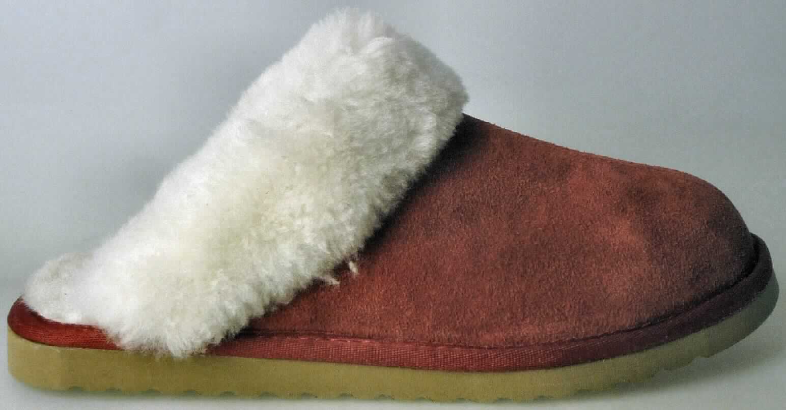 Pantoffeln (lt. Antrag: "Damen Lammfellhausschuhe (rot)", Foto siehe Anlage)
- mit Laufsohlen aus (lt. Antrag) Kunststoff; ohne Hauptsohle aus Holz,
- mit Oberteil (geschlossenes Blatt) aus Leder,
- mit eingeklebtem Innenfutter und Decksohle aus Pelzfell,
- an der Einschlupföffnung mit einer breiten Randeinfassung aus Pelzfell verstärkt,
- ohne Metallschutz in der Vorderkappe,
- den Knöchel nicht bedeckend,
- kennzeichnen sich aufgrund des äußeren Erscheinungsbildes und der Ausstattung als
  Schuhe für den häuslichen Wohnbereich

"Pantoffeln mit Laufsohlen aus Kunststoff und Oberteil aus Leder, andere als in den
 UPos. 6403 1200 bis 6403 9938 genannt"