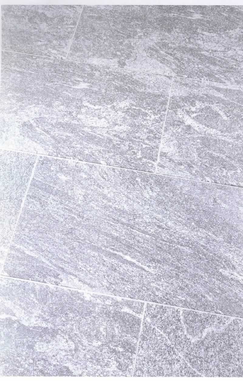 Angaben:
Terrassenplatten NEGRO SANTIAGO -santiniert- 
Bearbeitung: Oberfläche geflammt & gebürstet, Kanten gefast, Seiten gesägt
Farbe: silbergrau-gebändert
Material: Gneis
Herkunft: China 
Größe: 20 x 20 x 3 cm, 85 kg / qm 
Größe: 40 x 20 x 20 x 3 cm, 85 kg / qm

Befund:
Bearbeitete Werksteine und Waren daraus