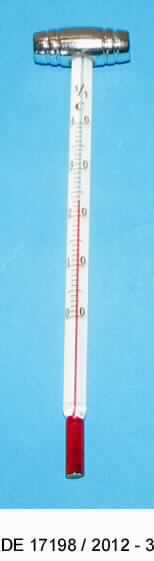"Weinthermometer"; es handelt sich um ein Erzeugnis, im Wesentlichen aus einem Röhrchen aus Glas mit einer Skala für Grad Celsius bestehend. Die Temperatur wird mit einer roten Flüssigkeitssäule (Kerosin) angezeigt. Auf dem Glasröhrchen befindet sich ein zylinderförmiger Aufsatz aus unedlem Metall.
Das Erzeugnis dient zum Messen der Temperatur von Wein.
Gesamtlänge des Erzeugnisses: etwa 13 cm.
Das Weinthermometer ist gemeinsam mit einem Weinabtropfring, einem Flaschenverschluss, einem Kellnermesser, 32 Schachfiguren und einer Kiste aus Holz mit einem als Schachbrett gestalteten Deckel (alle nicht Gegenstand dieser vZTA) in einem Pappkarton verpackt. 

Abbildung siehe Anlage.

Derartige Erzeugnisse gehören als "anderes (als in den Codenummern 9025 1120 00 0 bis 9025 1180 10 0 genannte)Thermometer, nicht mit anderen Instrumenten kombiniert" zur Codenummer 9025 1180 90 0 des Elektronischen Zolltarifs (EZT).