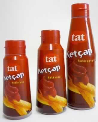 Zubereitete Würzsauce, Ketchup

Original-Kunststoffflasche (345, 510 bzw. 750 g) mit Schnappverschluss und Ausgießöffnung, umlaufend etikettiert, mit Produktbezeichnung, Zutatenliste und weiteren Angaben (in türkisch).

Rote, seimige, mit Gewürzpartikeln durchsetzte Würzsauce mit der Konsistenz von Ketchup; Geschmack würzig, nach Tomate, süßlich, säuerlich, einem handelsüblichen Ketchup entsprechend.

Tomatenketchup