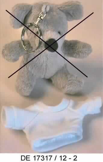 Bei dem vorliegenden Warenmuster handelt es sich um ein etwa 10,0 x 5,0 cm großes, weißes T-Shirt aus Spinnstoffgewebe mit rundem Halsausschnitt und kurzen Ärmeln. 

Abbildung siehe Anlage.

Das T-Shirt ist erkennbar hauptsächlich als Zubehör für Puppen bestimmt (eine mögliche Verwendung als Zubehör für Plüschtiere steht der Einreihung nicht entgegen). Je 360 T-Shirts sind in einem Kunststoffbeutel verpackt und werden gemeinsam mit in separaten Kunststoffbeuteln verpackten Schlüsselanhängern (nicht Gegenstand dieser Auskunft) in einem Karton eingeführt.

Derartige Waren gehören als "Teile und Zubehör von Puppen" zur Codenummer 9503 0029 00 0 des Elektronischen Zolltarifs.