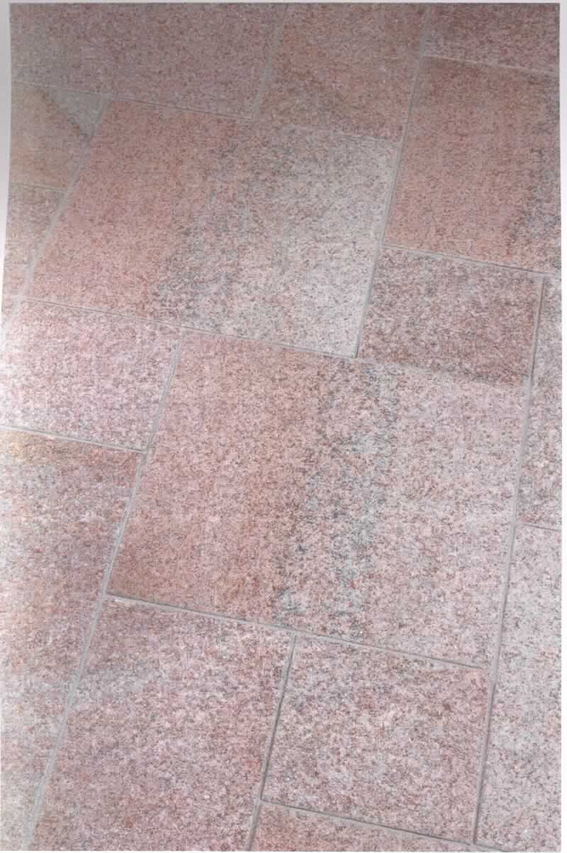 Angaben:
Terrassenplatten SOL EXACTA -geflammt- 
Bearbeitung: Oberfläche geflammt, Kanten gefast, Seiten gesägt 
Farbe: rötlich-gelb-grau 
Material: Granit 
Herkunft: China 
Größe: 20 x 20 x 3 cm 85 kg / qm 
Größe: 40 x 20 x 3 cm 85 kg / qm

Befund:
Bearbeitete Werksteine und Waren daraus