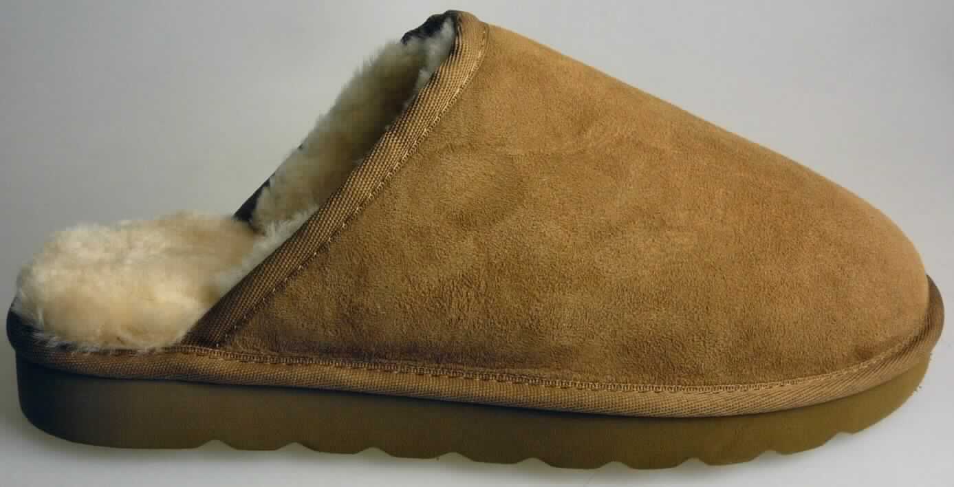 Pantoffeln (lt. Antrag: "Lammfellschuhe für Damen  (Farbe braun)", Foto siehe Anlage)
- mit Laufsohlen aus (lt. Antrag) Kunststoff; ohne Hauptsohle aus Holz,
- mit Oberteil (geschlossenes Blatt) aus Leder,
- mit eingeklebtem Innenfutter und Decksohle aus Pelzfell,
- an der Einschlupföffnung mit einer Randeinfassung aus Spinnstoff verstärkt,
- ohne Metallschutz in der Vorderkappe,
- den Knöchel nicht bedeckend,
- kennzeichnen sich aufgrund des äußeren Erscheinungsbildes und der Ausstattung als
  Schuhe für den häuslichen Wohnbereich

"Pantoffeln mit Laufsohlen aus Kunststoff und Oberteil aus Leder, andere als in den
 UPos. 6403 1200 bis 6403 9938 genannt"