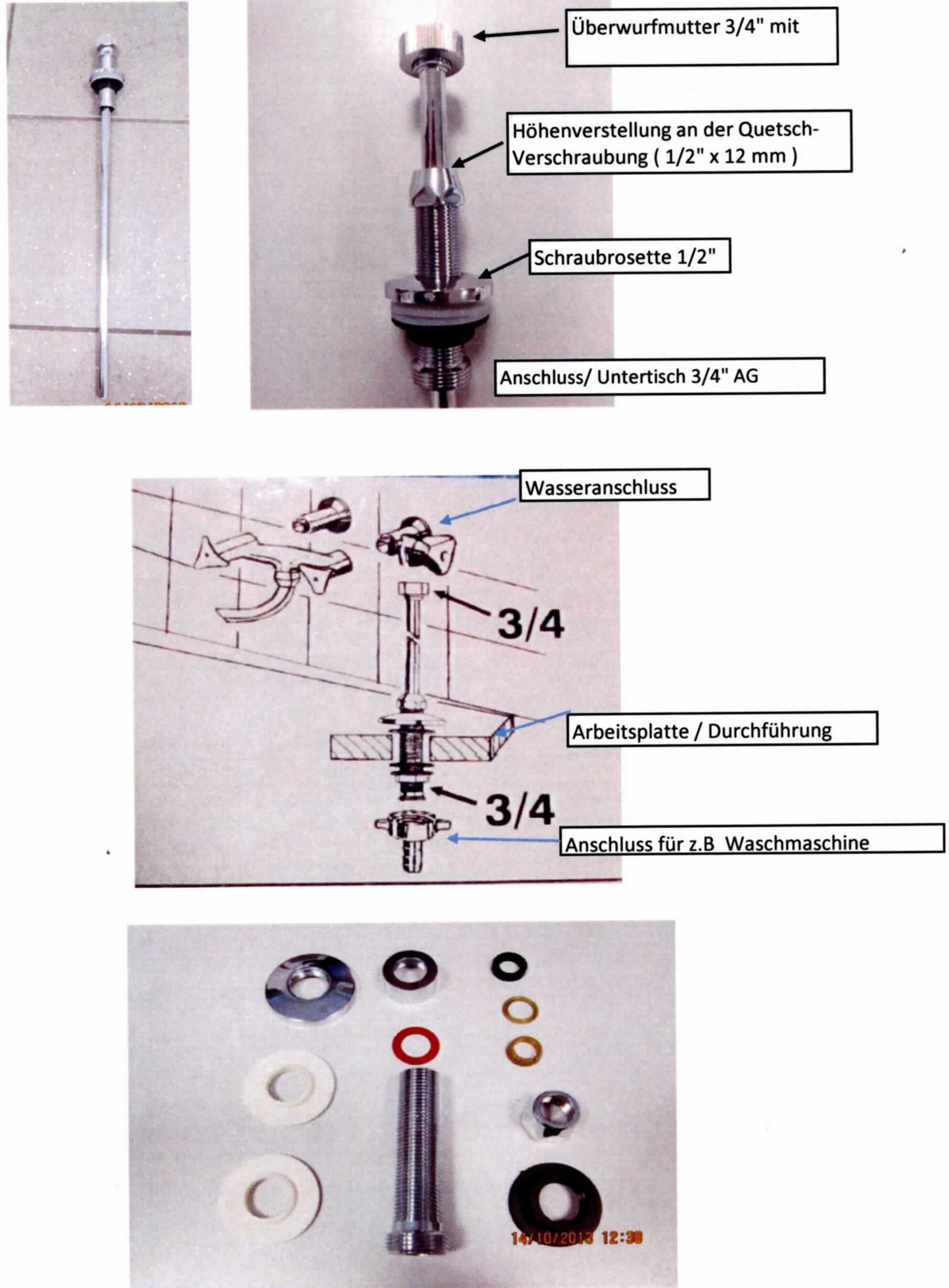 Spülendurchführung aus Messing

Bei der Ware handelt es sich um eine aus verschiedenen Bestandteilen zusammengesetzte Ware. Sie besteht aus einem Messingrohr mit Flanschansatz und Überwurfmutter mit Dichtung. Darüber befindet sich eine mit durchgehendem Außengewinde versehene Schraubrossette mit Überwurfmutter aus Messing sowie eine Bundhülse aus Kunststoff. Der Artikel dient zum Verbinden von Wasserzuleitungen mit einer Spülen-Mischbatterie einer Wasch- oder Spülmaschine durch eine Arbeitsplatte hindurch. Die Teile aus Messing bestimmen den Charakter der aus verschiedenen Teilen zusammengesetzten Ware.

Die Ware ist als "Teile von Sanitärartikeln aus Kupfer" in die Codenummer 7418 2000 90 0 des Zolltarifs einzureihen.