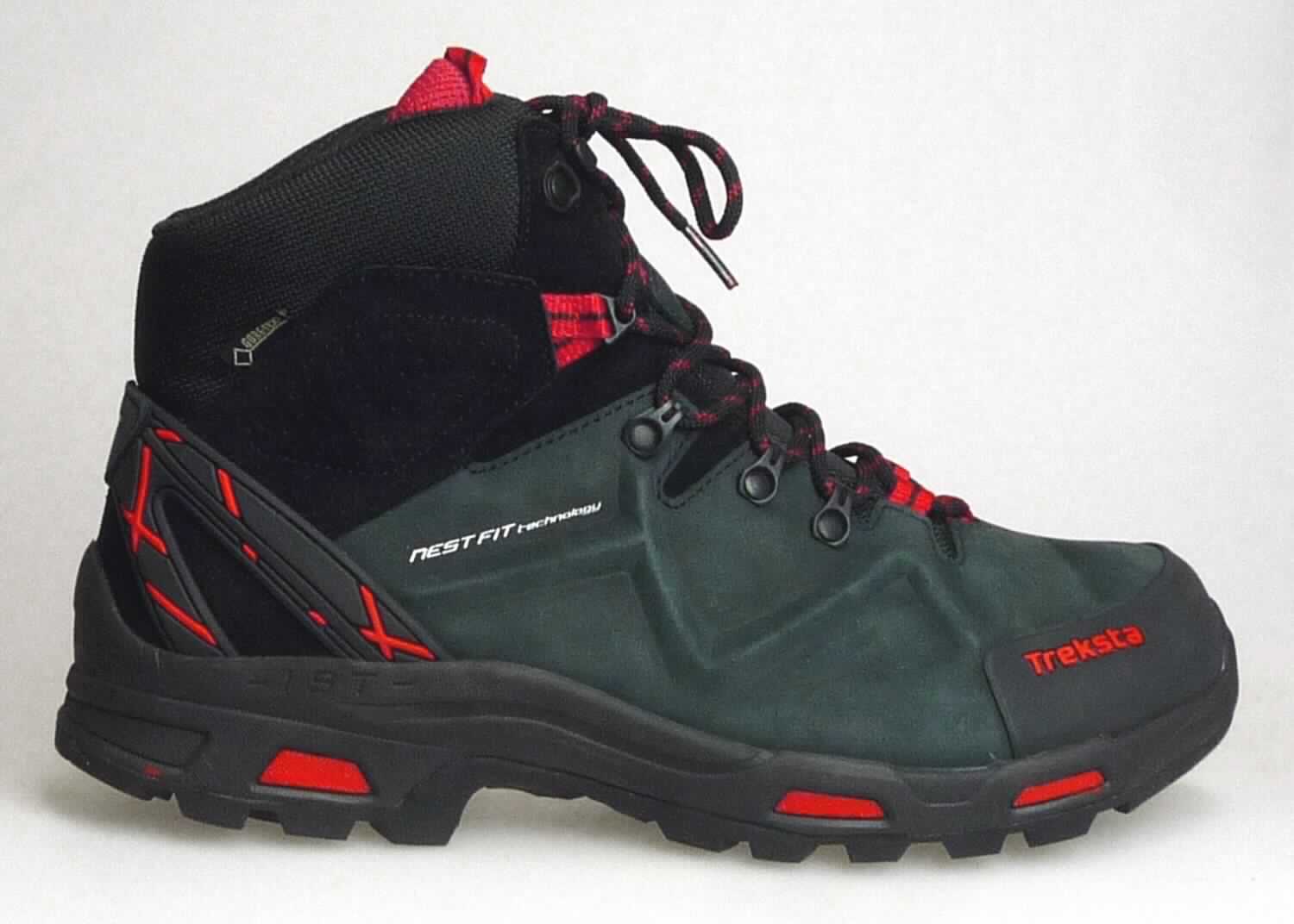 Freizeitstiefel (lt. Antrag: "TREKSTA Guide X5 GTX M's (T043), Freizeitschuh/Wanderschuh für Männer", 
Foto siehe Anlage)
- mit Laufsohlen aus (lt. Antrag) Kunststoff; ohne Hauptsohle aus Holz,
- mit Oberteil aus Leder (den größten Teil der Außenfläche bildend), 
  Kunststoff und Spinnstoff,
- auf das Oberteil sind Stücke aus Leder als Verstärkungsteile aufgesetzt,
- mit Schnürsenkelverschluss mit abstehenen Metallösen und -haken,
- ohne Metallschutz in der Vorderkappe,
- den Knöchel, jedoch nicht die Wade bedeckend,
- mit einer Länge der Innensohle von mehr als 24 cm,
- für Männer (u. a. weiter Schnitt)

"Schuhe mit Laufsohlen aus Kunststoff und Oberteil aus Leder, andere als in den UPos.
 6403 1200 bis 6403 9111 genannt, für Männer"