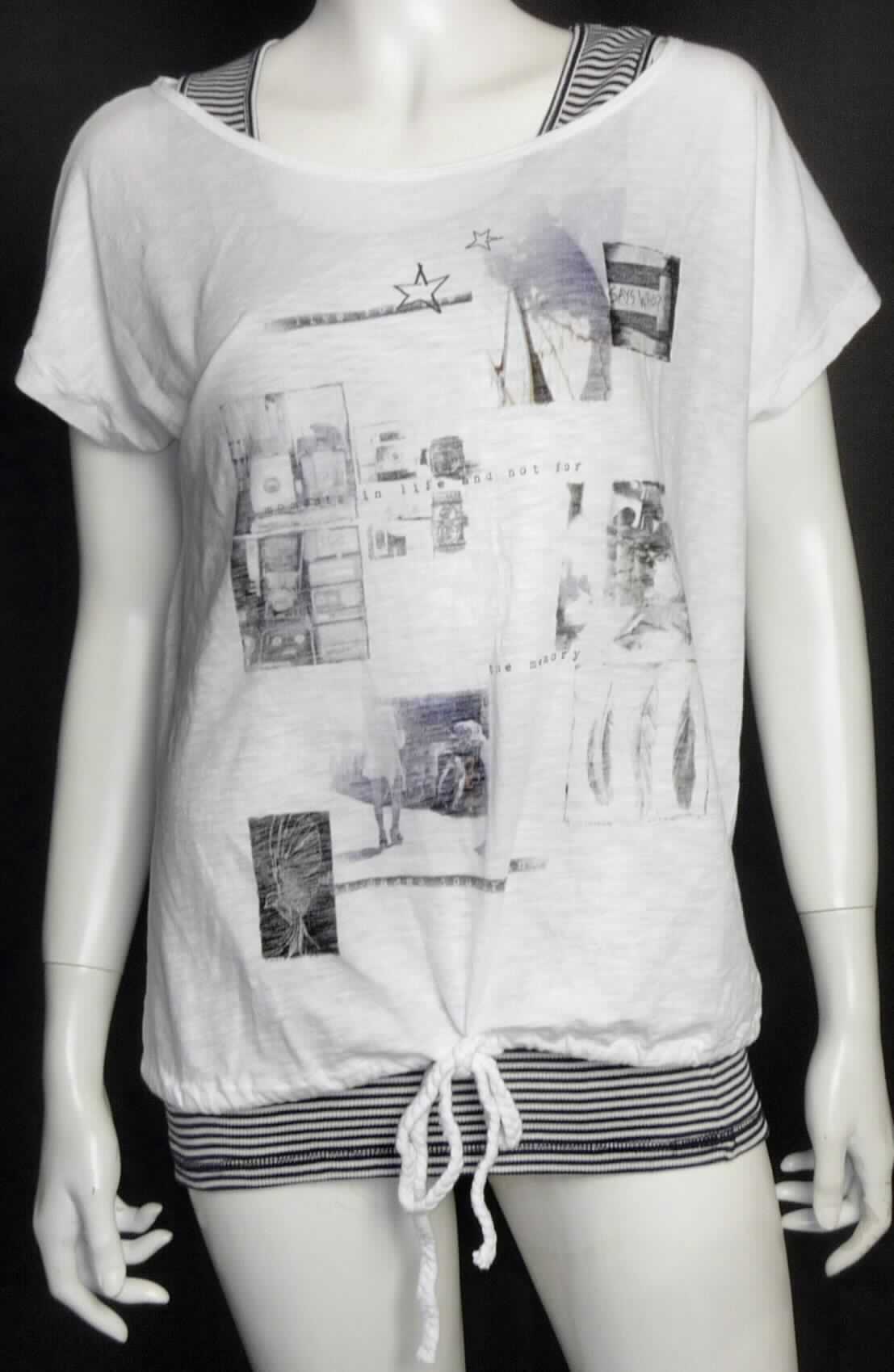Modisches Unterhemd und Pullover, sog. Set aus Top und T-Shirt, Größe M, Fotos siehe Anlage,
- getrennte Einreihung, da die Kleidungsstücke nicht zusammen in eine Position eingereiht werden können,
- modisches Unterhemd:
-- aus ca. 0,9 mm dicken (leichten), buntgewirkten Gewirken aus laut Antrag 100 % Baumwolle,
-- über die Taille reichend (Rückenlänge: ca. 69 cm),
-- ärmellos, 
-- mit einem runden, leicht halsfernen Halsausschnitt, 
-- ohne Öffnung und ohne Verschluss,
-- am Hals- und an den Armausschnitten mit schmalen Randeinfassungen,
-- modisch gestaltet, wird unmittelbar auf der Haut getragen,
-- am unteren Rand durch Umschlagen und Festnähen gesäumt.
 
"Unterhemd, aus Gewirken, aus Baumwolle"