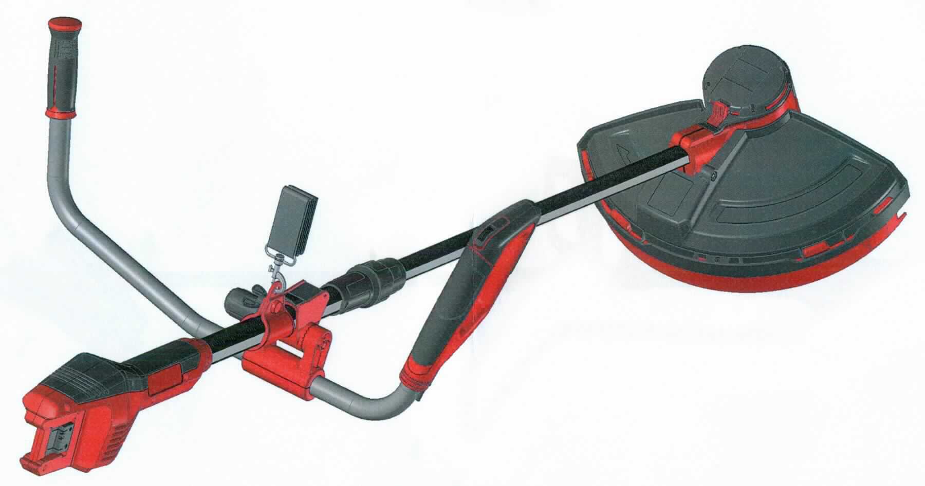 Akkubetriebene Sense,
- aus einem Gehäuse mit eingebautem Elektromotor, Schutzhaube, Mähmesser, Fadenspule, Akku, Stiel 
  sowie bogenförmigem Handgriff (Abbildung siehe Anlage),
- zum Schneiden von Rasen,
- in einer gemeinsamen Verkaufsumschließung mit Ladegerät und Tragegurt (Beipack).
Die Sense bestimmt den Charakter des Ganzen.

"Von Hand zu führendes Werkzeug mit eingebautem Elektromotor, andere Ware als von den TARIC-Codes 8467 1110 00 bis 8467 2290 00 erfasst (Warenzusammenstellung in Aufmachung für den Einzelverkauf aus Sense -charakterbestimmend- und Beipack) - akkubetriebene Sense"