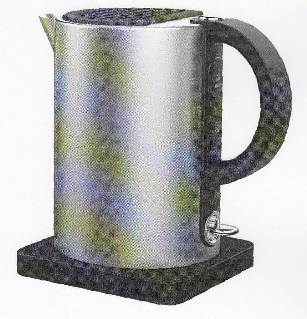 "Wasserkocher Comfort"
- aus einer Basisstation mit Kabelfach und Anschlusskabel, mit aufgesetzter kabelloser 
  Edelstahlkanne (1,7 l Fassungsvermögen) 
  mit Kalkfilter und Wasserstandsanzeige, verdecktem Heizelement und Abschaltautomatik,
  Abmessungen ca. 23,9 x 23,8 x 15,9 cm,
- für eine Spannung von 220-240 Volt bei einer Leistungsaufnahme von 2200 Watt,
- zum Erhitzen von Wasser.
(Abbildung siehe Anlage)

"Elektrischer Warmwasserbereiter, kein Durchlauferhitzer; sog. Wasserkocher"
