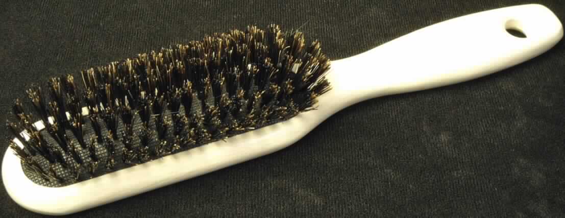 Sog. "FSC Holzbürste schmal mit Naturborsten, DAN 325658", s. Foto.
Es handelt sich um eine Haarbürste mit rechteckiger Fassung und einem Griff aus Holz (Maße: ca. 20,5 x 3,5 cm = L x B), in deren Kopf eine elastische Matte mit ca. 1,5 cm langen Tierborsten als Einzugsmaterial eingelassen ist.

Die Ware ist als "Haarbürste" einzureihen.