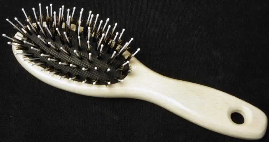 Sog. "FSC Holzbürste klein mit Naturborste - Mischborste, DAN 324040", s. Foto.
Es handelt sich um eine Haarbürste mit ovaler Fassung und einem Griff aus Holz (Maße: ca. 17,5 x 5 cm = L x B), in deren Kopf eine elastische Matte mit ca. 1,5 cm langen Kunststoffstäben und ca. 1 cm langen Tierborsten als Einzugsmaterial eingelassen ist.

Die Ware ist als "Haarbürste" einzureihen.