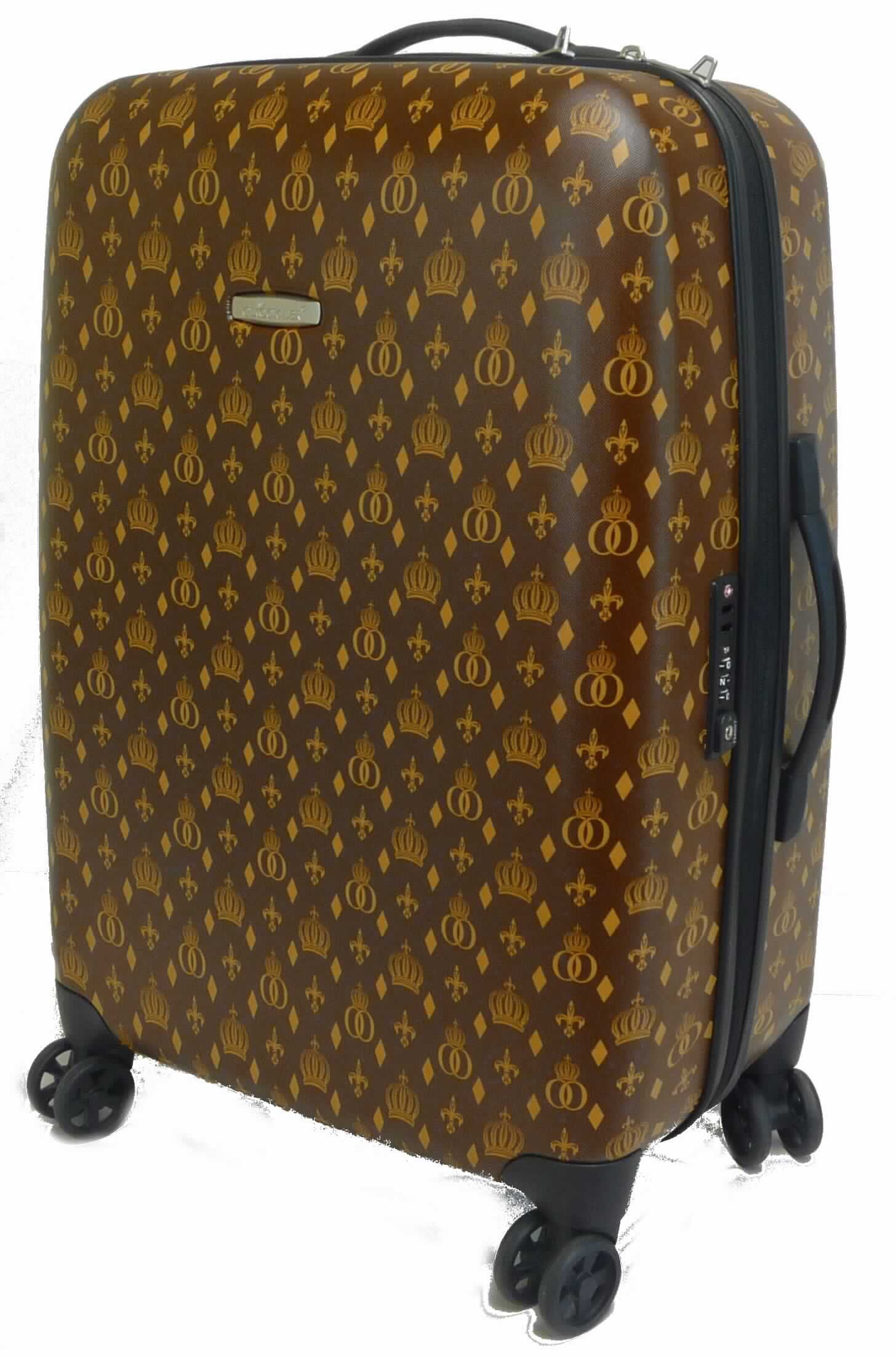 Reisekoffer, sog. Glööckler by Steinmann / Hartschalenkoffer mit TSA-Schloss und 4 Rollen, Foto siehe Anlage,
- mit einer Außenseite aus formgepresstem Kunststoff in Form von zwei Halbschalen,
- in den Abmessungen:
- - Art. 801100, Größe S, ca. 36 (Breite) x 55 (Höhe) x 23 (Tiefe) cm,
- - Art. 801101, Größe M, ca. 47 (Breite) x 68 (Höhe) x 28 (Tiefe) cm,
- mit einem ausziehbaren Griff zum Ziehen des Koffers auf vier Rollen,
- mit jeweils einem Tragegriff an einer langen und einer kurzen Schmalseite,
- an einer langen Schmalseite mit vier Standfüßen versehen,
- mit einem Zahlenschloss ausgestattet,
- mit einem an drei Seiten umlaufenden Reißverschluss zu öffnen,
- an einer Innenseite mit einem Kreuzpackgurt mit Schnappverschluss,
- an der anderen Innenseite mit einer Abdeckung aus netzartigen Gewirken, die mit einem an drei Seiten
  umlaufenden Reißverschluss zu öffnen ist.

"Reisekoffer, mit Außenseite aus formgepresstem Kunststoff"