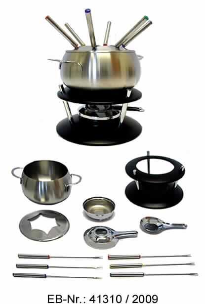 "Fondue-Set"; es handelt sich um Zusammenstellungen, bestehend aus einem Kochgerät aus Stahl (charakterbestimmend) und sechs Fonduegabeln aus Stahl.
Das Kochgerät besteht aus einem kreisrunden Gestell, das teilweise mit einem schwarzen Farbüberzug versehen ist, einem Brennpastengefäß mit Deckel zur Feuerung mit Brennpaste (nicht Gegenstand dieser vZTA) und einem Topf mit zwei Henkeln und Spritzschutz.
Die noch nicht zusammengesetzten Erzeugnisse sind gemeinsam mit einer Bedienungsanleitung in einem bedruckten Pappkarton für den Einzelverkauf aufgemacht.
- Antragstellerangaben -

Abbildung siehe Anlage.

Derartige Erzeugnisse gehören als "den Kochvorrichtungen ähnliche nicht elektrische Haushaltsgeräte aus Stahl, für Festbrennstoffe" zur Codenummer 7321 1900 00 des Integrierten Zolltarifs der EG (TARIC).
