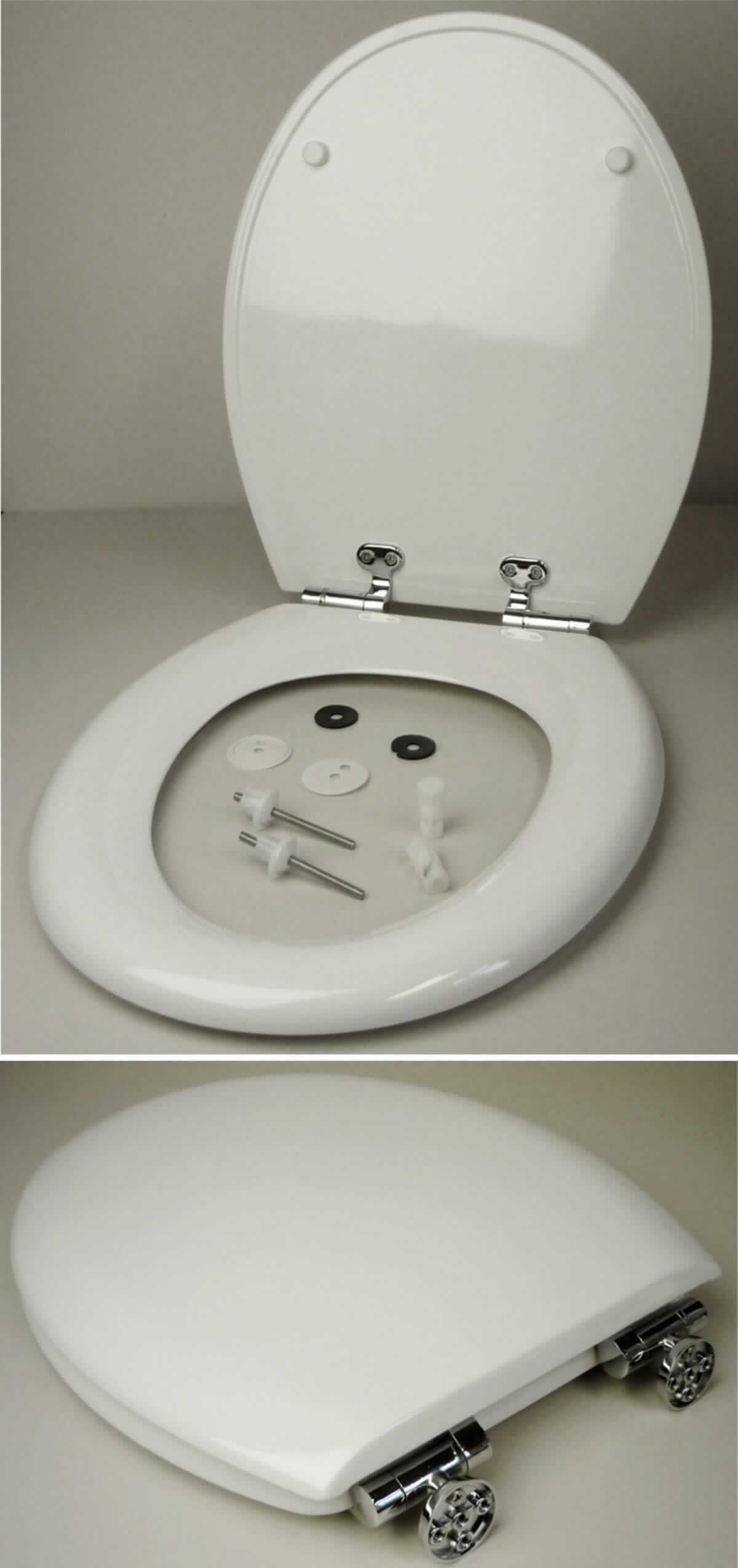 Es handelt sich um einen weiß lackierten Toilettensitz mit Deckel, bestehend aus - lt. Angaben der Antragstellerin - mit Aminoharz (Kunststoff im Sinne der Anmerkung 1 zu Kapitel 39) gemischtem Holzpulver, das - in entsprechende Formen eingefüllt - unter Zugabe von Wärme und Druck vollständig aushärtet. Der Sitz und der Deckel sind durch Metallscharniere miteinander verbunden und an der Rückseite mit Befestigungsvorrichtungen aus Metall für die Montage an einer Klosettschüssel versehen. An der Sitz- und Deckelunterseite sind Auflagepuffer aus Kunststoff angebracht. 

Im Hinblick auf die Formgebung und Stabilität bestimmt der Kunststoff den Charakter der aus verschiedenen Stoffen bestehenden Ware. 

Der Toilettensitz ist gemeinsam mit dem erforderlichen Montagematerial in einem Pappkarton für den Einzelverkauf aufgemacht.

Derartige Erzeugnisse werden zolltariflich als "Klosettsitz mit Deckel, aus Kunststoffen" eingereiht.