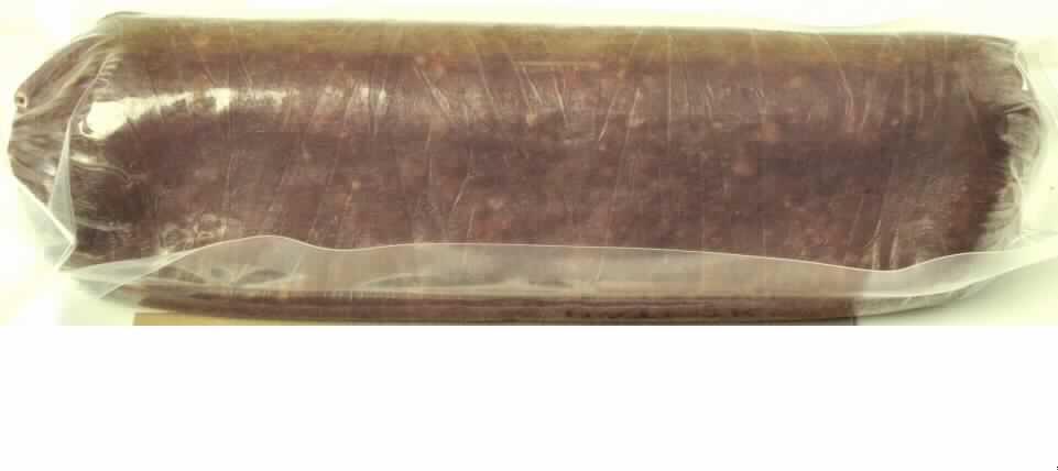 Angaben des Antragstellers: 
Luftgetrocknete Wurst aus alpinem Lammfleisch.

Zur Herstellung und der genauen Zusammensetzung der Ware wurden vertrauliche Angaben gemacht.

Ergebnis der Untersuchung einer Warenprobe:
Aufmachung: Vakuumpackung mit 1 Wurst.
Kennzeichnung (Produktanhänger aus dünnem bedrucktem Holz), auszugweise: "HATECKE, CH, agnello, agné genuin alpin, prodot da charn d' agné, prodot d' engiadina".

Braunrote, dunkle Wurst mit Fetteinlagen nach Art einer luftgetrockneten Rohwurst in einem Kunstdarm.
 Im Querschnitt in etwa dreieckige Form (Kantenlänge ca. 4-5 cm), Länge der Wurst: ca. 17 cm. 
Nettogewicht: 257,8 g.