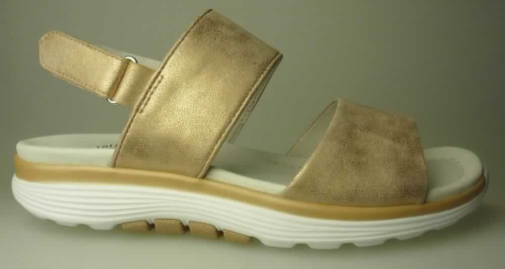 Freizeitschuhe (lt. Antrag: "Freizeitsandalette für Damen", Foto siehe Anlage)
- mit Laufsohlen aus (lt. Antrag) Kautschuk,
- mit Oberteil (nicht geschlossenes Blatt; nicht mit der Sohle durch Zapfen zusammengesteckt) aus Kunststoff
  (Spinnstoff mit einer mit bloßem Auge wahrnehmbaren Außenschicht aus Kunststoff),
- mit Klettverschluss,
- nicht den Knöchel bedeckend,
- ohne Metallschutz in der Vorderkappe,
- mit einer größten Höhe des Absatzes und der Sohle von mehr als 3 cm

"Schuhe mit Laufsohlen aus Kautschuk und Oberteil aus Kunststoff, andere als in Position 6401 und in den
 Unterpositionen 6402 1210 bis 6402 9910 genannt, mit nicht geschlossenem Blatt, mit Absatz und Sohle mit
 einer größten Höhe von mehr als 3 cm"