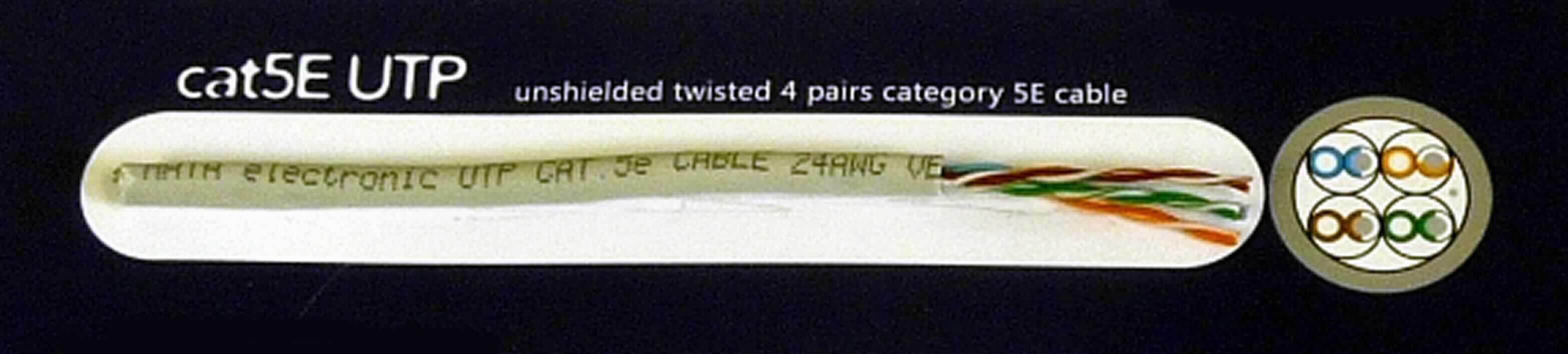 Elektrisches Kabel, sog. "cat5e UTP"-Kabel, aus acht einzelnen, paarweise verdrillten Kupferdrähten (jeweils 24 AWG) mit verschiedenfarbigen Kunststoffisolierungen (PE), gemeinsam von einem Kunststoffmantel (PVC) umgeben ("UTP- unshielded twisted pair"), für eine Betriebsspannung von 30 V, für die Verwendung in Telekommunikationsnetzwerken mit Betriebsfrequenzen bis 100 MHz.

Die Ware ist als "elektrisches Kabel, für eine Spannung von 80 V oder weniger, ohne Anschlussstücke, von der für die Telekommunikation verwendeten Art" einzureihen.