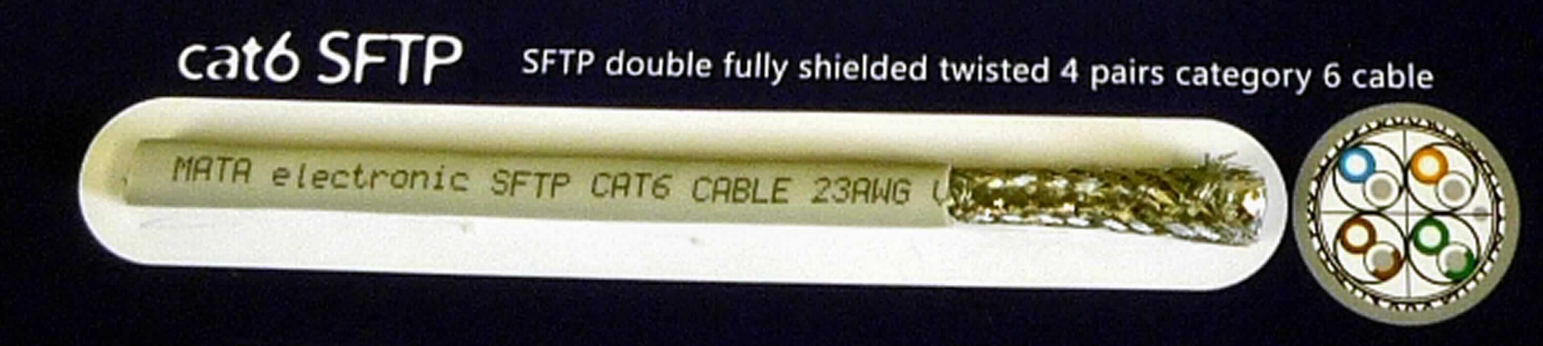 Elektrisches Kabel, sog. "cat6 SFTP"-Kabel, aus acht einzelnen, paarweise verdrillten Kupferdrähten (jeweils 23 AWG) mit verschiedenfarbigen Kunststoffisolierungen (PE) und einem Beidraht (sog. "drain wire"), gemeinsam von einer Aluminium-kaschierten Kunsttofffolie, einem Aluminiumdrahtgeflecht und einem Kunststoffmantel (PVC) umgeben, für eine Betriebsspannung von 30 V, für die Verwendung in Telekommunikationsnetzwerken mit Betriebsfrequenzen bis 250 MHz.

Die Ware ist als "elektrisches Kabel, für eine Spannung von 80 V oder weniger, ohne Anschlussstücke, von der für die Telekommunikation verwendeten Art" einzureihen.