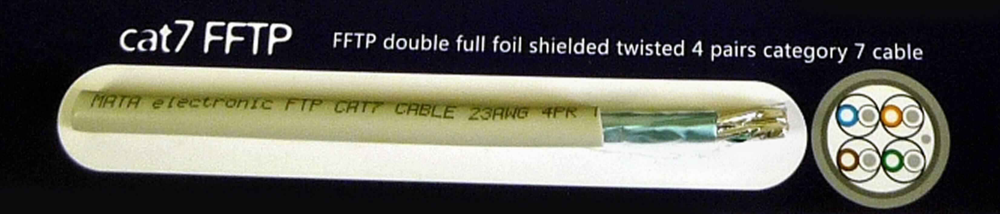 Elektrisches Kabel, sog. "cat7 FFTP"-Kabel, aus acht einzelnen, paarweise verdrillten und paarweise mit Aluminiumfolie geschirmten Kupferdrähten (jeweils 23 AWG) mit verschiedenfarbigen Kunststoffisolierungen (PE), und einem Beidraht (sog. "drain wire"), gemeinsam von einer Aluminiumfolie und einem Kunststoffmantel (PVC) umgeben ("FFTP - double full foil twisted pair"), für eine Betriebsspannung von 30 V, für die Verwendung in Telekommunikationsnetzwerken mit Betriebsfrequenzen bis 600 MHz.

Die Ware ist als "elektrisches Kabel, für eine Spannung von 80 V oder weniger, ohne Anschlussstücke, von der für die Telekommunikation verwendeten Art" einzureihen.