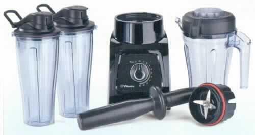 Standmixer Vitamix S30,
- aus einem Gehäuse mit eingebautem Elektromotor (Abmessungen BxTxH: 200 x 150 x 394 mm), mit 
  einem abnehmbaren Mixbehälter mit Deckel (Fassungsvermögen: 1,2 Liter), separatem Mixwerk und 
  Stößel (Abbildung siehe Anlage),
- mit einer Leistung von max. 950 Watt,
- zum Zerkleinern und Mischen von Lebensmitteln im Haushalt,
- in einer gemeinsamen Verkaufsumschließung mit 2 Thermo-Behältern (Fassungsvermögen: je 0,6 ml), 
  Kochbuch und Bedienungsanleitung (Beipack).
Der Standmixer bestimmt den Charakter des Ganzen. 

"Elektromechanisches Haushaltsgerät mit eingebautem Elektromotor, Lebensmittelzerkleinerungs- und -mischgerät (Warenzusammenstellung aus Standmixer -charakterbestimmend- und Beipack) - sog. Standmixer"