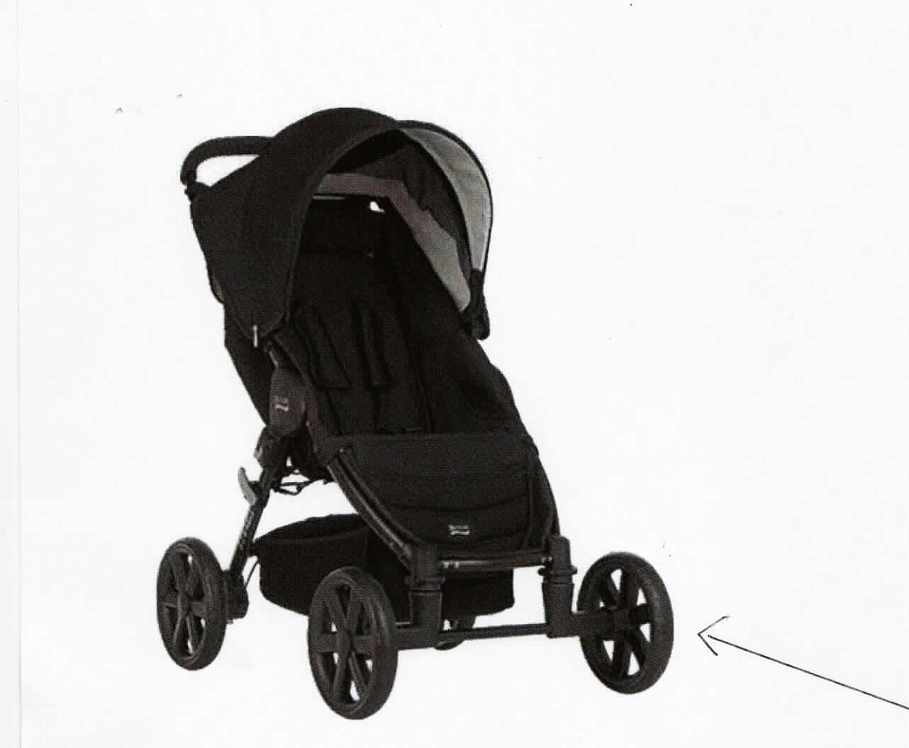 Teil eines Kinderwagens, sog. Geländeräder B-Agile mit Achse, Foto siehe Anlage, 
- noch nicht zusammengesetzt, 
- aus Kunststoff, 
- bestehend aus:
-- zwei Gelände- und Schneerädern, Durchmesser ca. 24 cm und Breite ca. 4 cm, 
-- einer Achse, Länge ca. 45 cm, 
- die Achse wird mit den daran eingesteckten Rädern am Kinderwagen angebracht, 
- aufgrund der speziellen Abmessungen und der Steckvorrichtungen ist die Ware erkennbar für 
  Kinderwagen bestimmt. 

"Teil eines Kinderwagens"