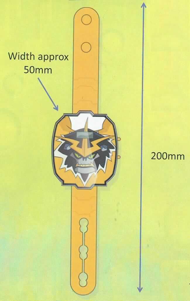 Bei dem sog. "Shocksquatsch" aus der Serie "Mc Donald's - Ben 10 Watches 2014" handelt es sich um eine Armbanduhr mit gelbem Kunststoffgehäuse in Form eines Alien-Kopfes, mit zwei Funktionstasten zum Stellen und Wechseln der Anzeige der Uhrzeit (Stunden, Minuten, Sekunden und Datumsanzeige). Die mit einem gelben Kunststoffarmband ausgestattete Uhr ist elektrisch betrieben (Batterie) und besitzt eine optoelektronische Anzeige.

Die in einer klarsichtigen Kunststofftüte verpackte Ware ist als "Armbanduhr, andere als der Position 9101, elektrisch betrieben, nur mit optoelektronischer Anzeige" einzureihen.