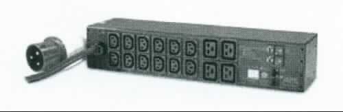 Metered Rack PDU,
Überwachte Stromverteilungseinheit bestehend aus
einem elektrischen isolierten Leiter von 3,660 m Länge mit 1 Netzstecker (IEC 309 32A 2P+E) und einer Steckdosenleiste ( 444 x 112 x 88 mm B x T x H) mit 12 Steckdosen (IEC 320 C13) sowie 4 Steckdosen (IEC 320 C19) zur Stromversorgung angeschlossener Geräte für eine Spannung von 200 VAC bei 32 A pro Phase, mit RJ11-Port, Ethernet-Anschluss,
ausgerüstet mit einem Sensor zur Erfassung und Anzeige von internen Messwerten (z.B. Stromverbrauch), Weiterleitung der Daten über eine Telekommunikationsschnittstelle und zur Übermittlung von Alarmmeldungen bei Überschreiten voreingestellter Schwellenwerte.

Das Erzeugnis ist als "Träger, mit mehreren Geräten der Position 8536 ausgerüstet, zur Stromverteilung, für eine Spannung von weniger als 1000 V, keine numerische oder speicherprogrammierbare Steuerung, nicht für bestimmte Luftfahrzeuge, anderer als der der Taric-Codes 8537 1099 30 bis 8537 1099 98" einzureihen.