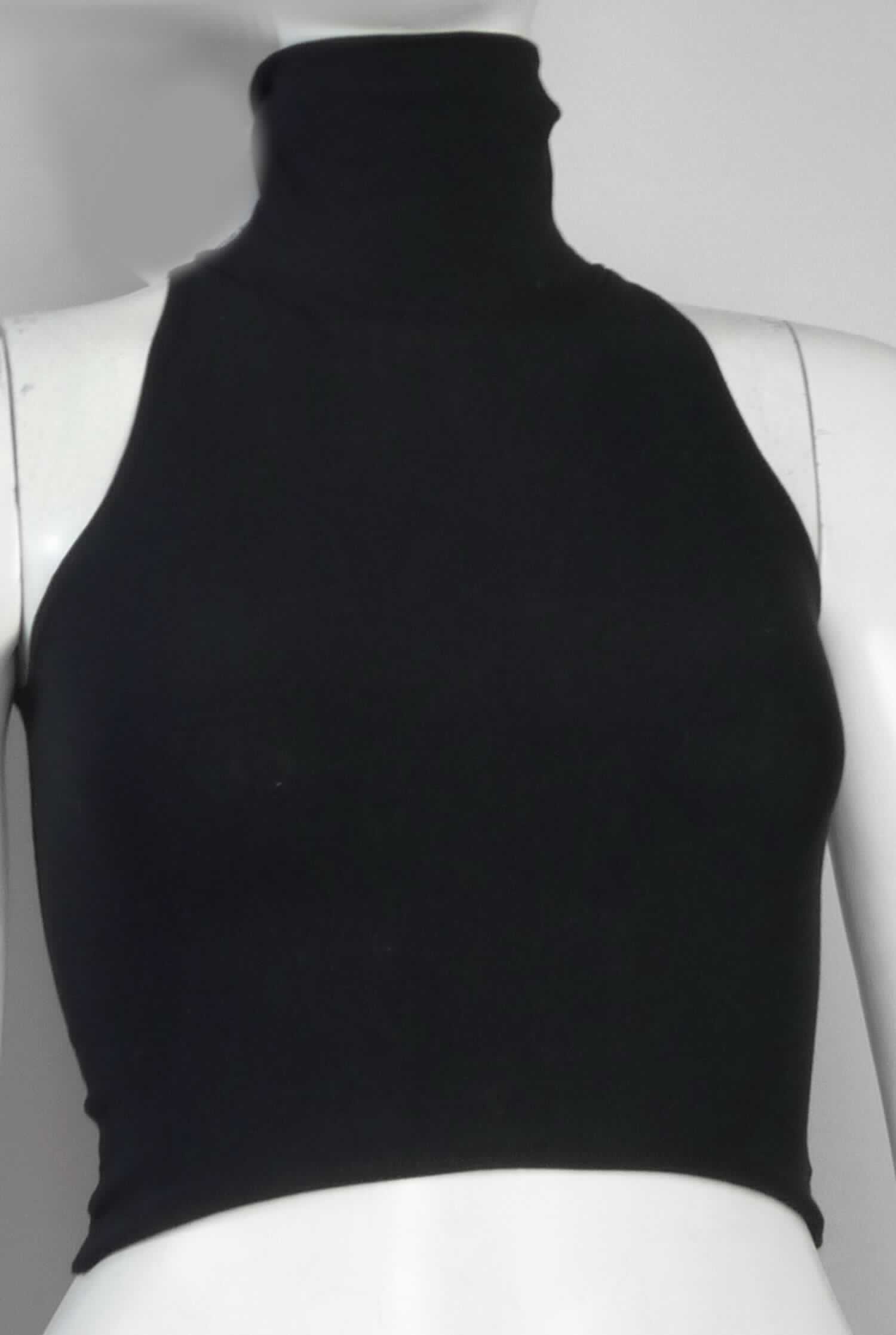 Kleidung, sog. Kurzes Top für Frauen, Art. RSA8370, Größe S, Foto siehe Anlage,
- aus ca. 0,9 mm dicken, einfarbigen Gewirken aus laut Antrag 95 % Baumwolle und 5 % Elasthan (synthetische 
  Chemiefasern),
- den oberen Teil des Oberkörpers bedeckend; oberhalb der Taille endend (Rückenlänge: ca. 36,5 cm); somit 
  keine Ware der Position 6110,
- mit einem enganliegenden, hohen Kragen,
- ohne Öffnung und ohne Verschluss,
- ärmellos,
- am unteren Rand durch Umschlagen und Festnähen gesäumt.

"Kleidung, andere als in den Positionen 6101 bis 6113 genannte, aus Gewirken, aus Baumwolle"