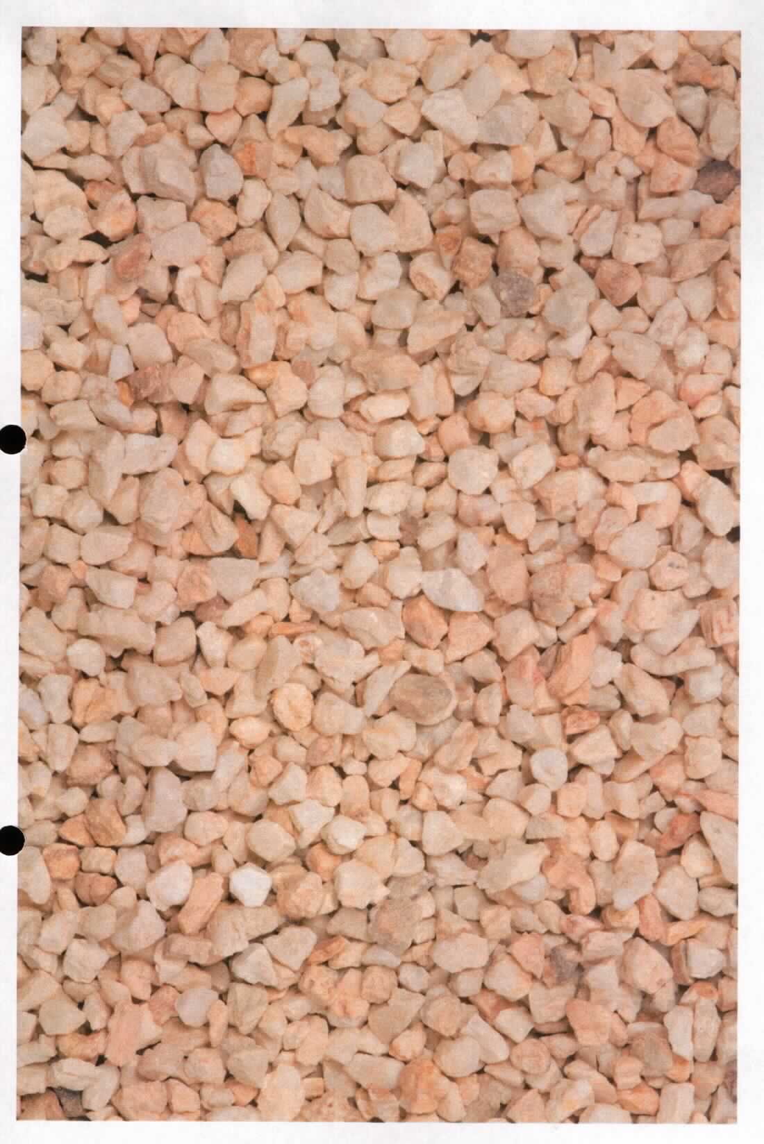 Angaben:
Splitt TAUNUSQUARZ
Bearbeitung: gebrochen
Farbe: hellgelb-gelb
Material. Quarz 
Herkunft: Deutschland 
Größe: 8-11 mm 

Befund:
Körnungen von Steinen der Position 2516